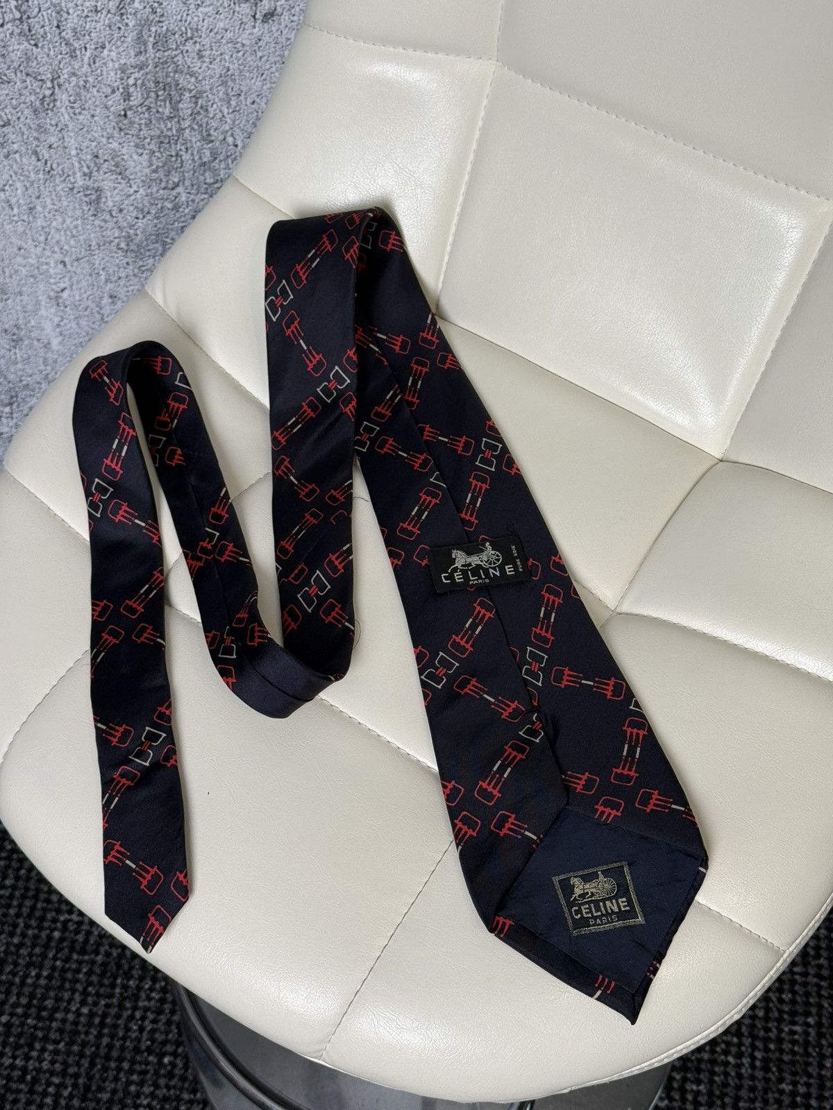 Celine Vintage CELINE Paris Silk Tie Geometric Pattern Necktie Size ONE SIZE - 3 Thumbnail