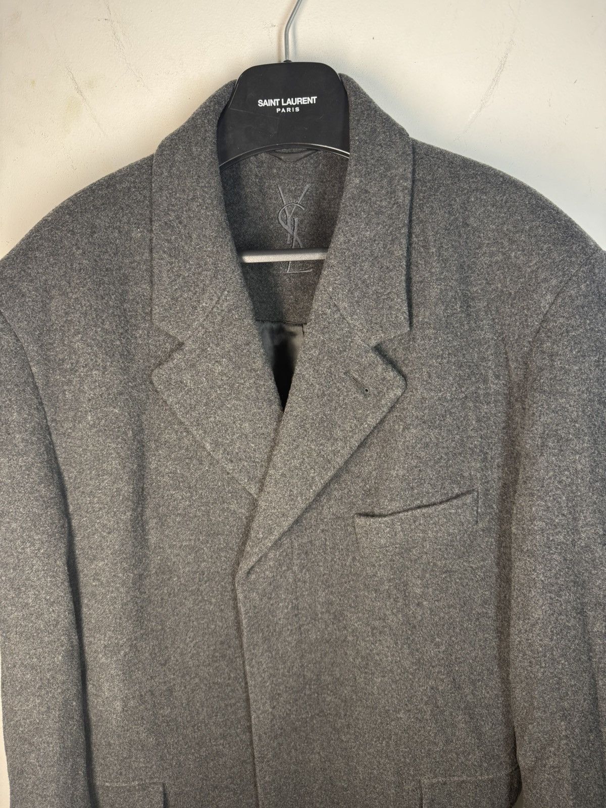 Yves Saint Laurent Grey Wool YSL Coat Heavy Soft Long Size US XL / EU 56 / 4 - 13 Thumbnail