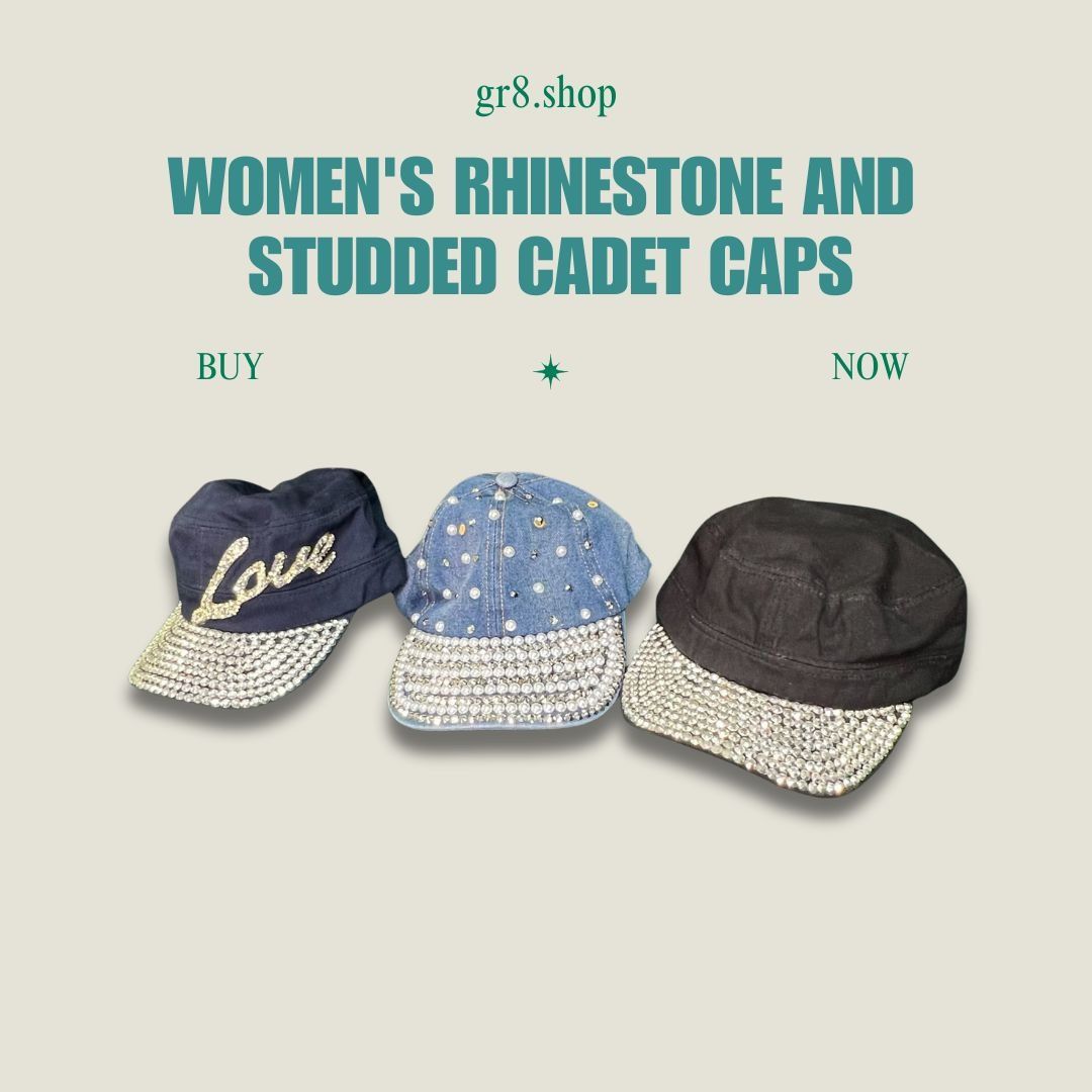 Other Womens Rhinestone & Studded Cadet Caps - Denim Black & Navy Size ONE SIZE - 1 Thumbnail