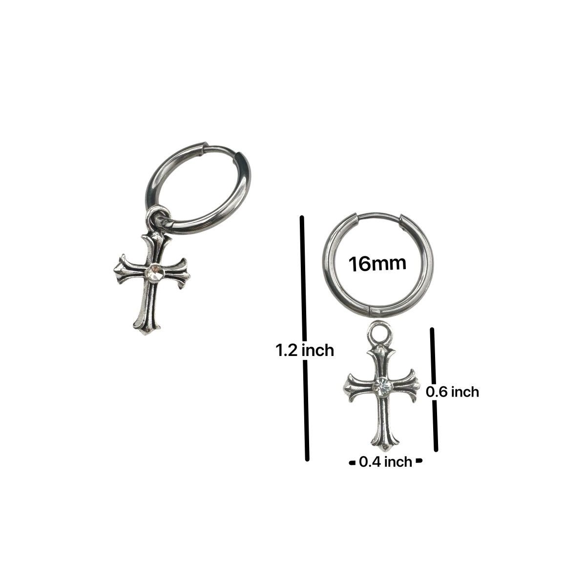 Other Cross Dangle Drop Earrings for Men Women Hip Hop Punk Unisex Size ONE SIZE - 3 Thumbnail