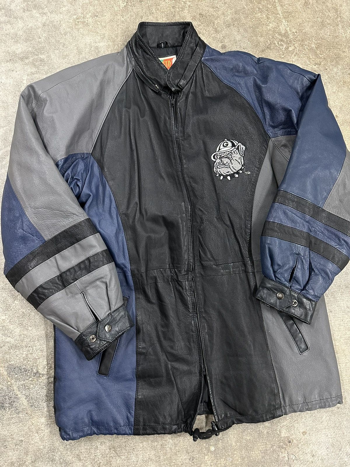 Vintage Vintage 90s Speedy Georgetown Hoyas Leather Chore Jacket Size US L / EU 52-54 / 3 - 3 Thumbnail