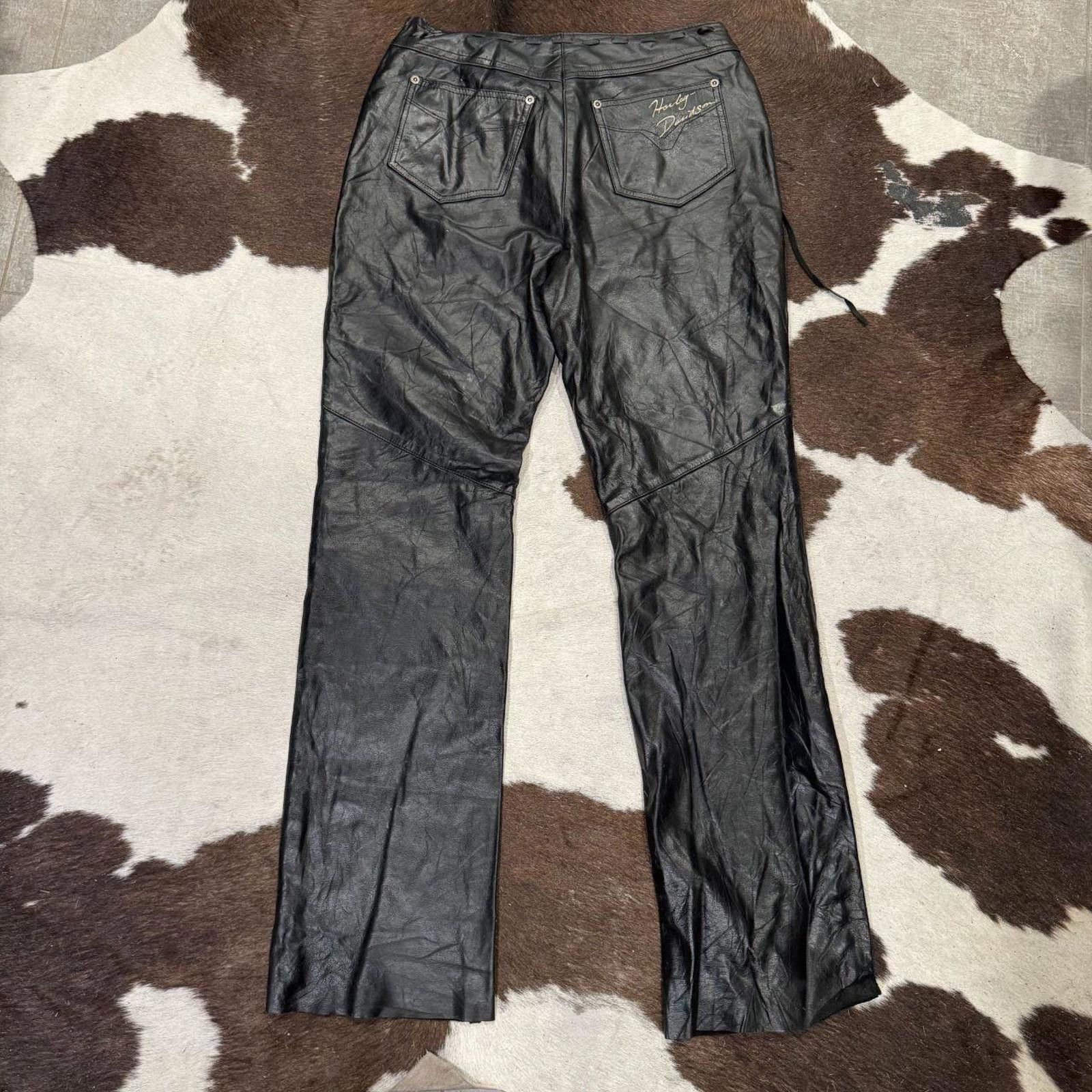 Harley Davidson 🖤 Vintage Rare Heavy Studded Harley-Davidson Leather Pants Size US 30 / EU 46 - 2 Thumbnail