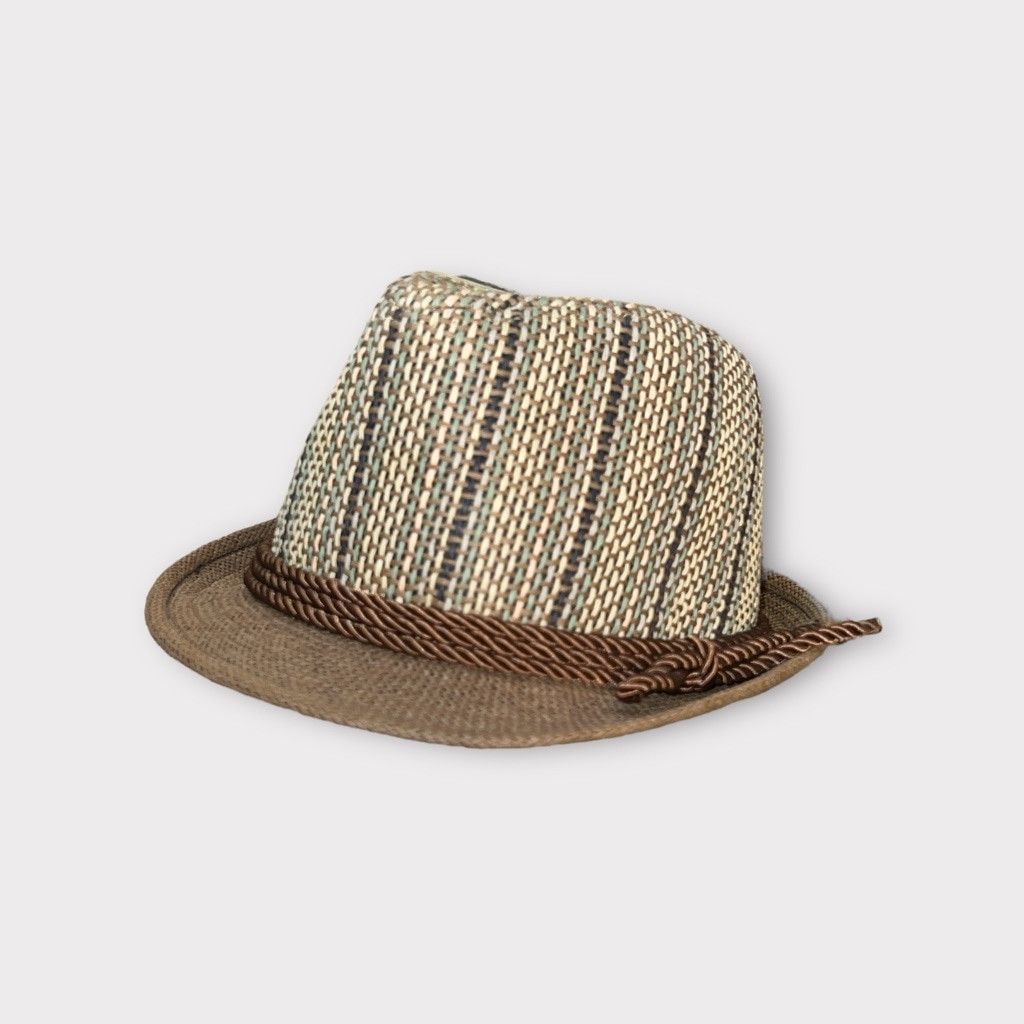 Other Men's Unbranded Brown & Beige Striped Fedora Hat One Size Size ONE SIZE - 2 Thumbnail