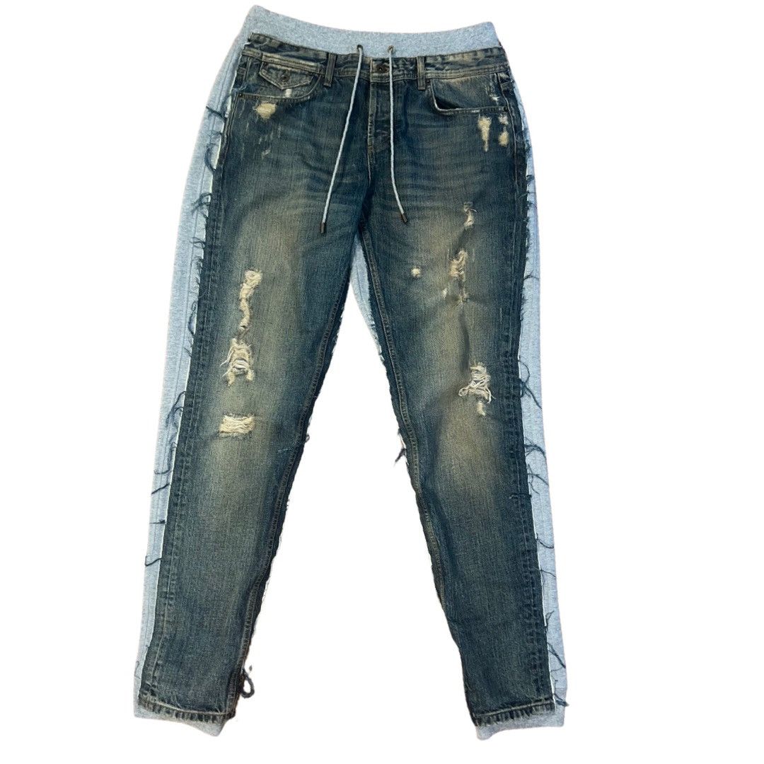 image of Dolce Gabbana Hybrid Jeans Sweatpants in Blue, Men's (Size 34)