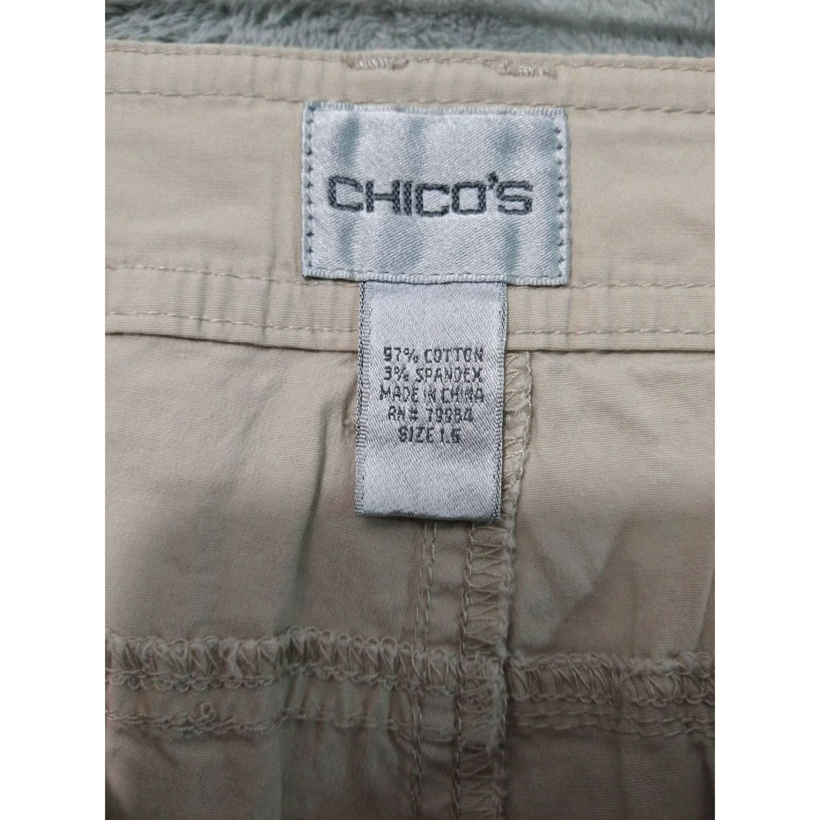 Vintage Chico's Beiges Womens Capris Crop Pants Stretch Cotton Spandex Casual Cropped Midi 19.5 Inseam 32 In Waist Regular Straight Leg Medium M Women Size 32" / US 10 / IT 46 - 7 Thumbnail