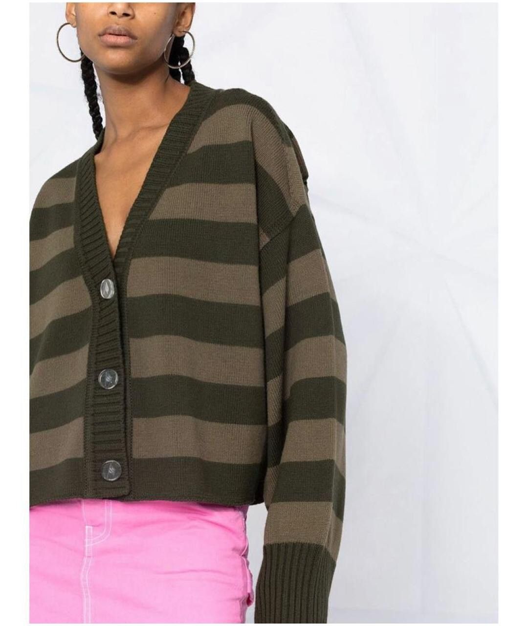 The Attico The Attico V - neck Striped Wool Oversized Cardigan Size XS / US 0-2 / IT 36-38 - 1 Thumbnail