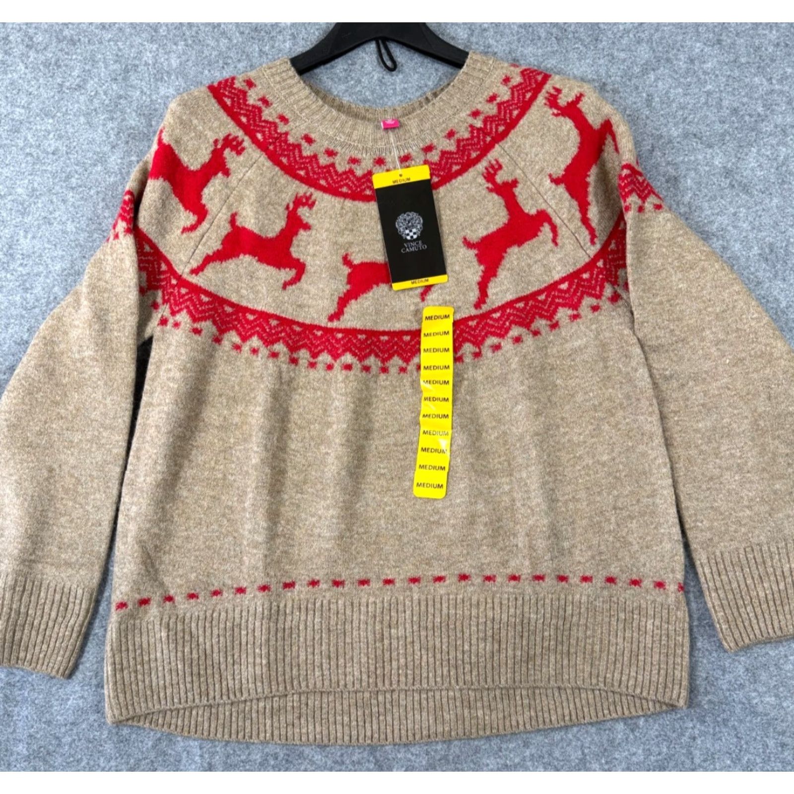 Vince Camuto Vince Camuto Sweater Womens M Brown Red Reindeer Fair Isle Stretch NWT Crew Neck Long Sleeve Christmas Holiday Pullover Knit Winter Fall Size M / US 6-8 / IT 42-44 - 2 Thumbnail