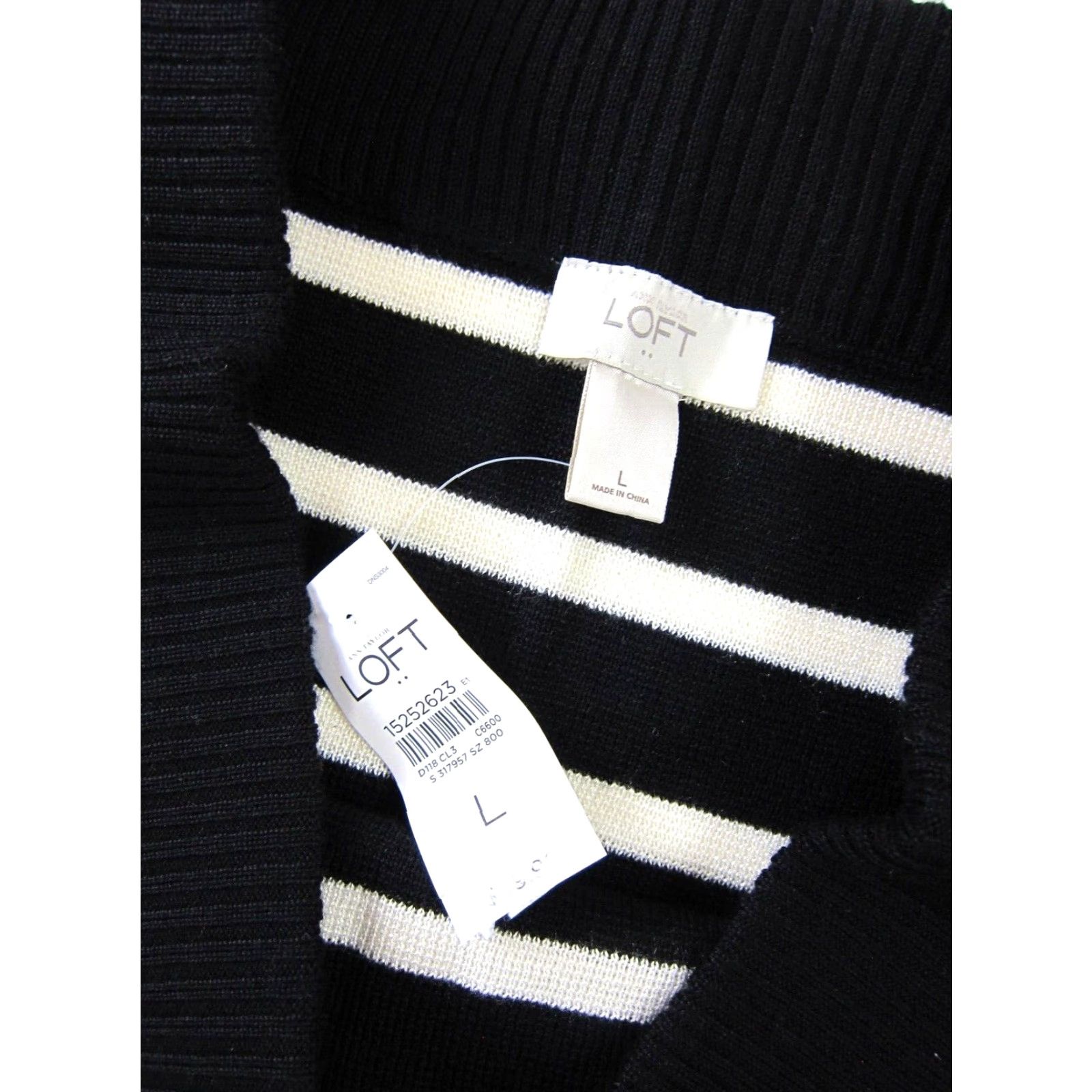Loft NWT LOFT Ann Taylor Knit Black White Stripe Pencil Skirt Large - Wool Acrylic 34" Waist 21" Length Short 42" Hip Women's Regular Mockup Size L / US 10 / IT 46 - 3 Thumbnail