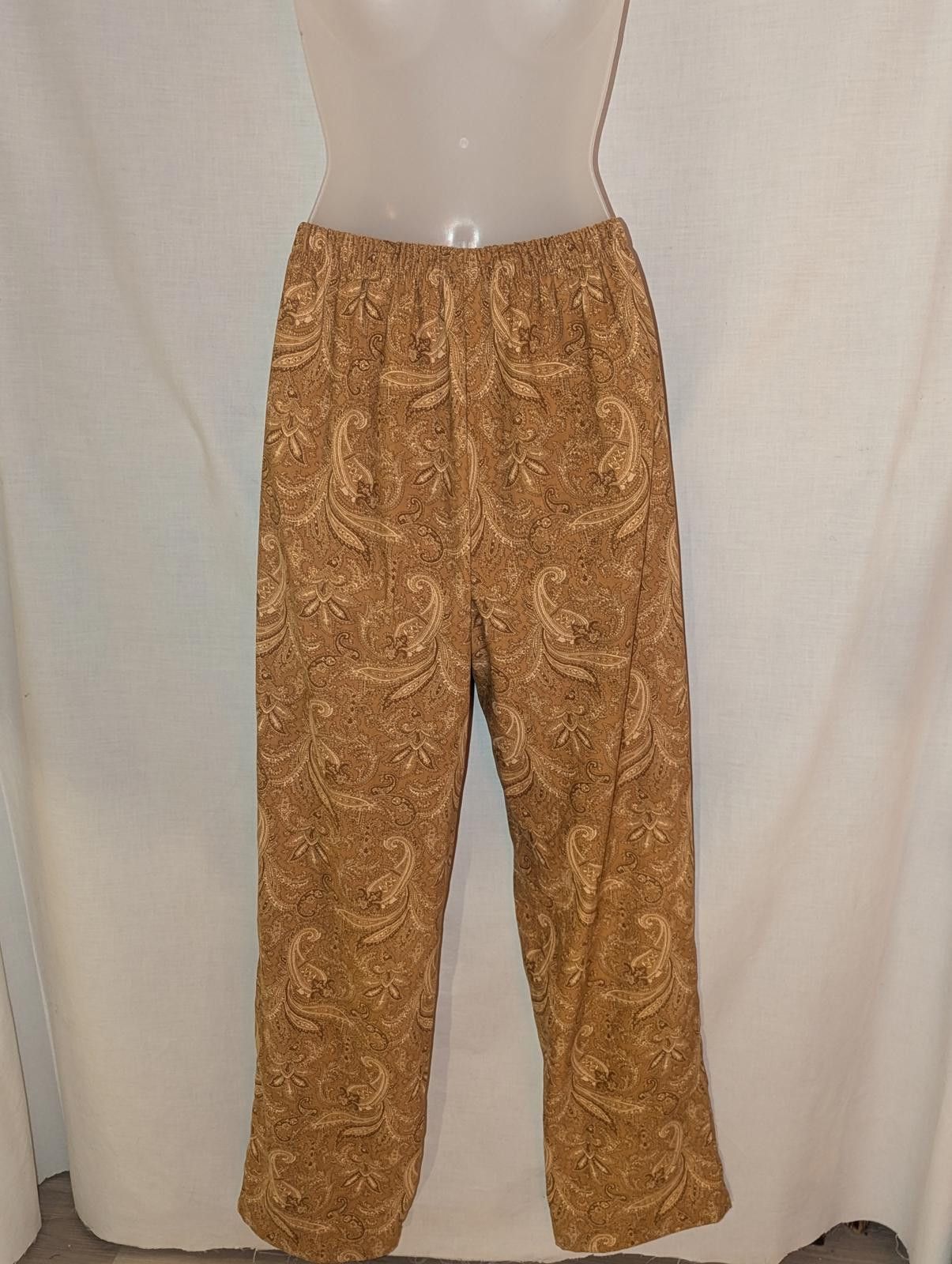 Denim & Co. Vintage 90s Boho Beige Paisley Pants Women's Size S Size 28" / US 6 / IT 42 - 4 Thumbnail