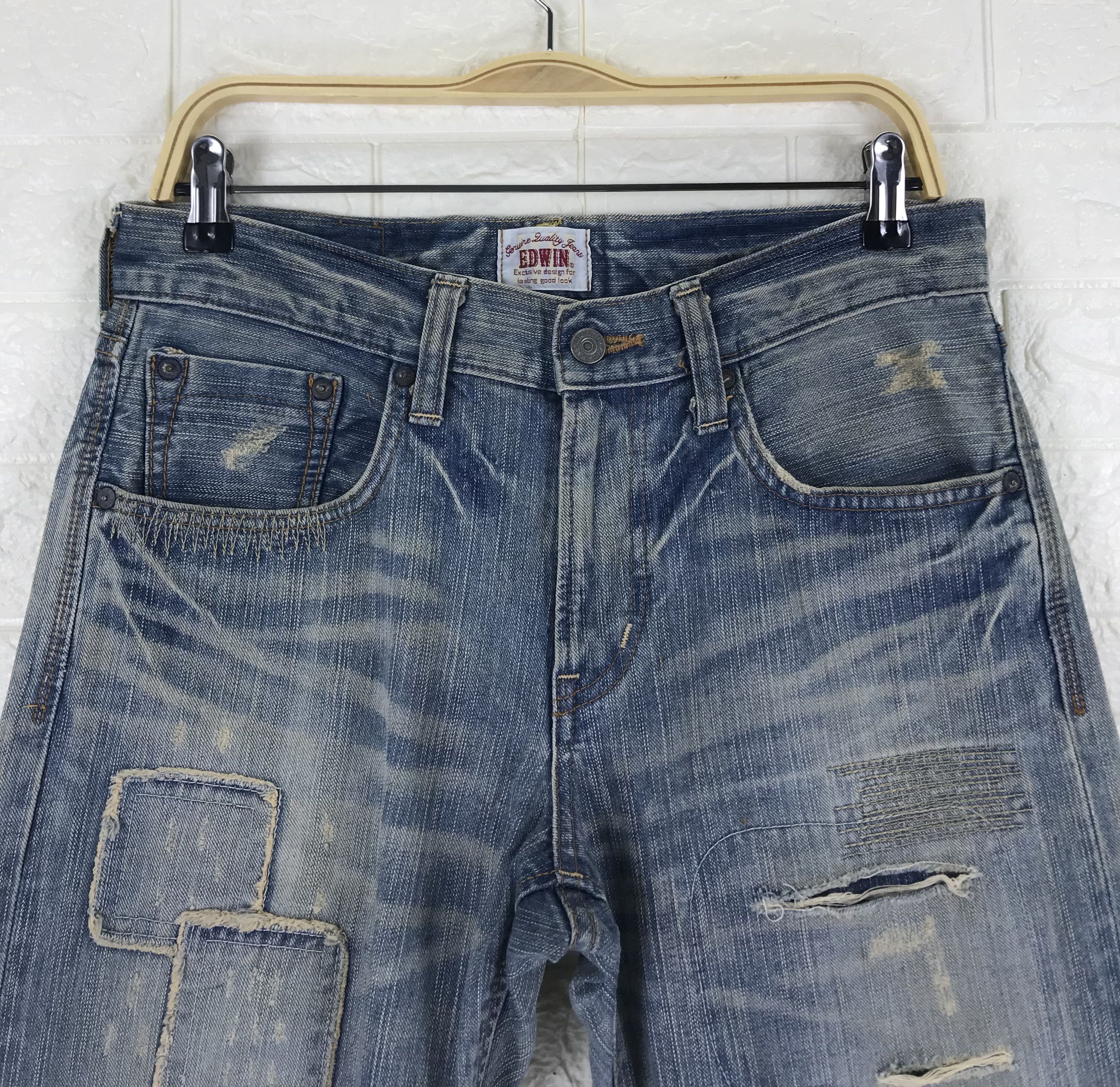 Edwin Vintage Edwin 403 XV Patched Jeans Distressed Denim Size US 30 / EU 46 - 2 Thumbnail