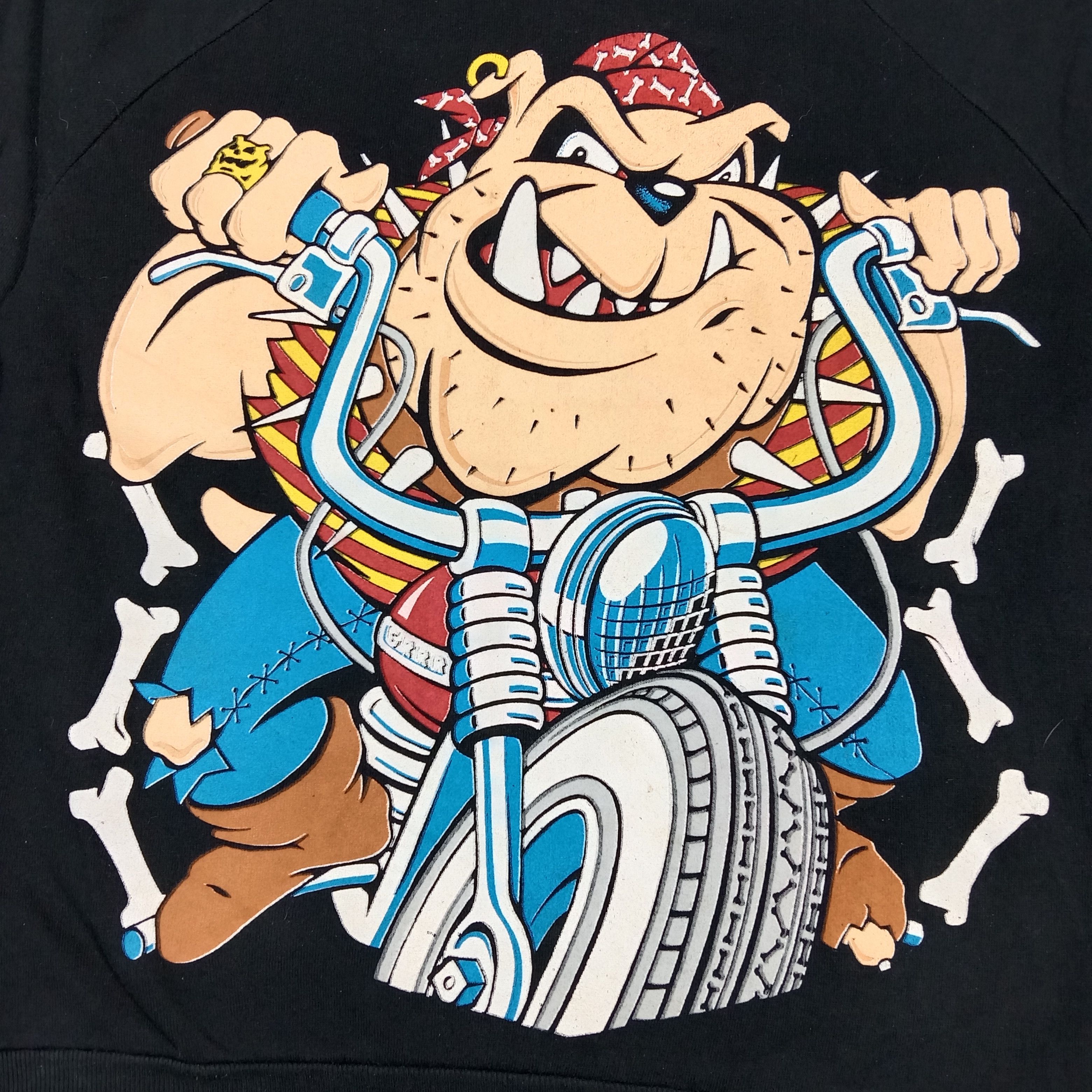 Vintage 90's Jerzees Biker Bulldog Cartoon Disney Sweatshirt C283N4 Size US M / EU 48-50 / 2 - 2 Thumbnail