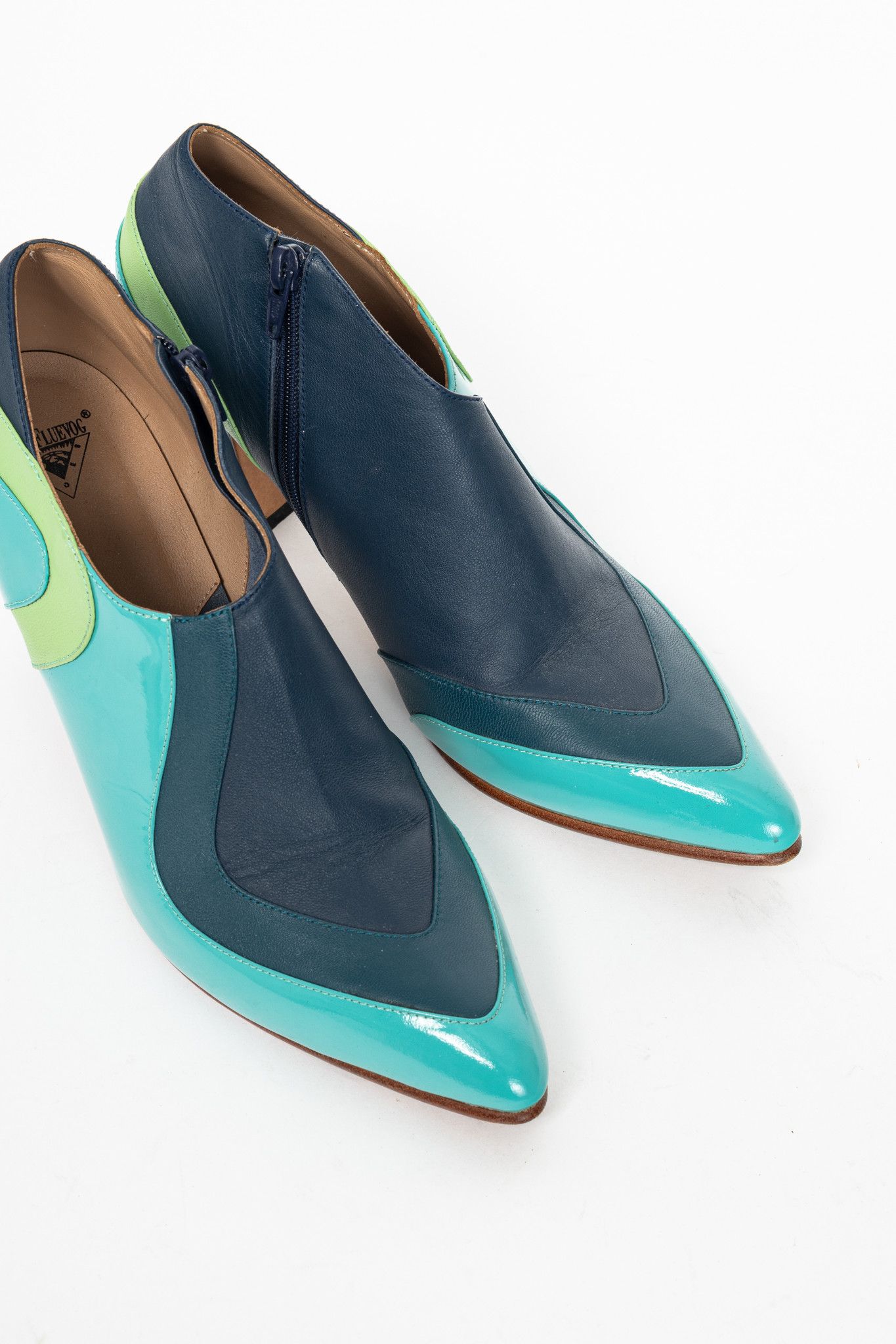 John Fluevog John Fluevog Amadeus Blue & Green Layered Leather Heels Size US 10 / IT 40 - 6 Thumbnail
