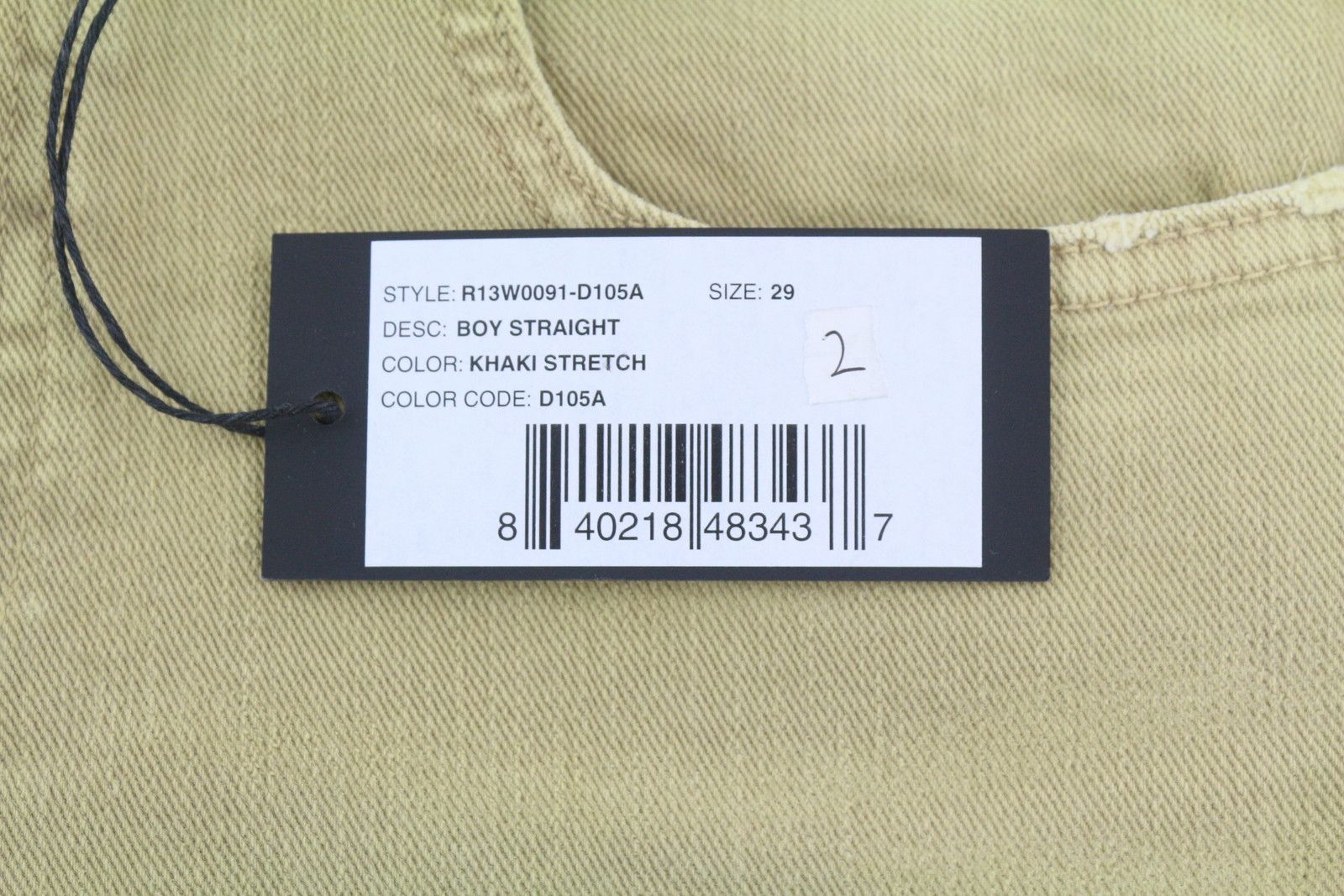 R13 BOY STRAIGHT 29 Khaki Stretchy Faded Ankle Casual 86311 Size 29" - 8 Thumbnail