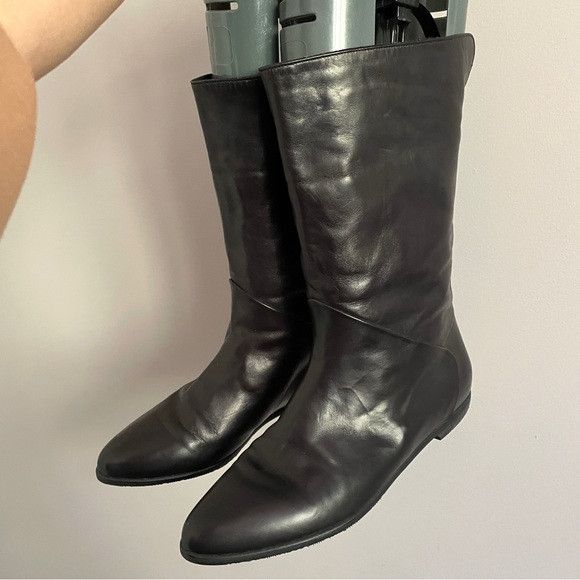 Bally Vintage Bally Leather Flat Pointed Toe Mid-Shin Boots Size US 7.5 / IT 37.5 - 8 Thumbnail