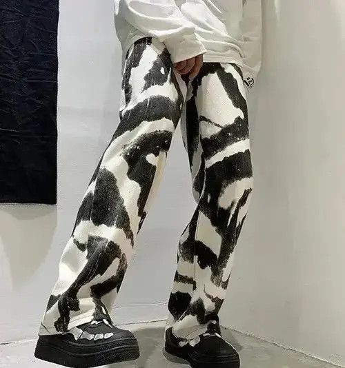 Japanese Brand VIBE Blue Black Tie-dye Baggy Jeans Size US 31 - 6 Thumbnail
