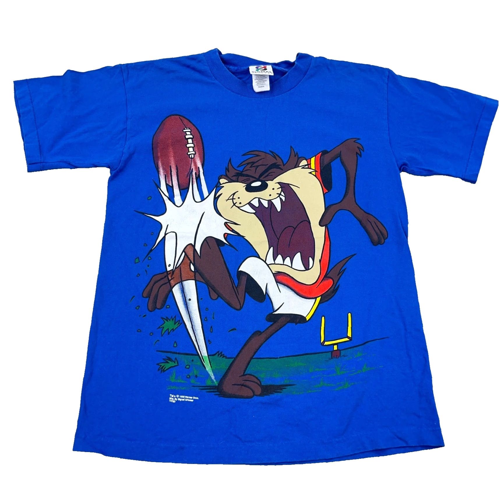 Vintage VINTAGE Looney Tunes Shirt Men Medium Blue Football Tee Taz Tasmanian Devil 90s Size US M / EU 48-50 / 2 - 2 Thumbnail