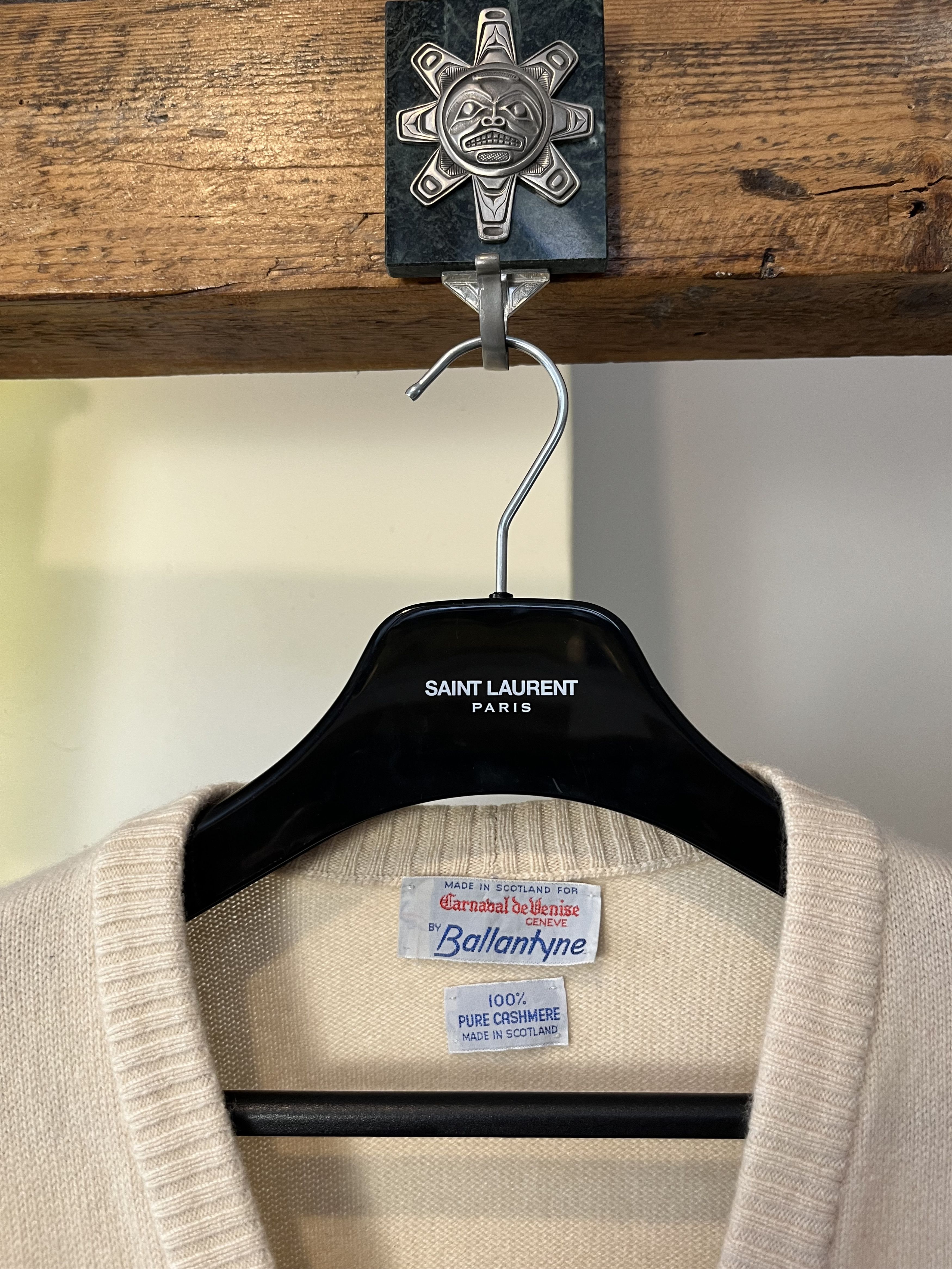 Ballantyne × Vintage 70s Ballantyne Pure Cashmere Beige Cardigan Size M / US 6-8 / IT 42-44 - 3 Thumbnail