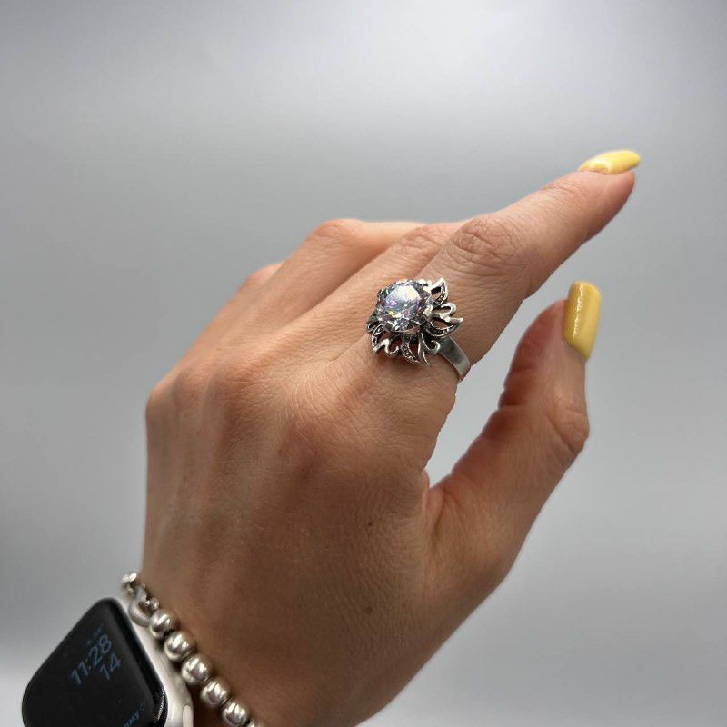 Sterling Silver Vintage 925 Sterling Silver Women's Ring Size 7 Solitaire Size ONE SIZE - 2 Thumbnail