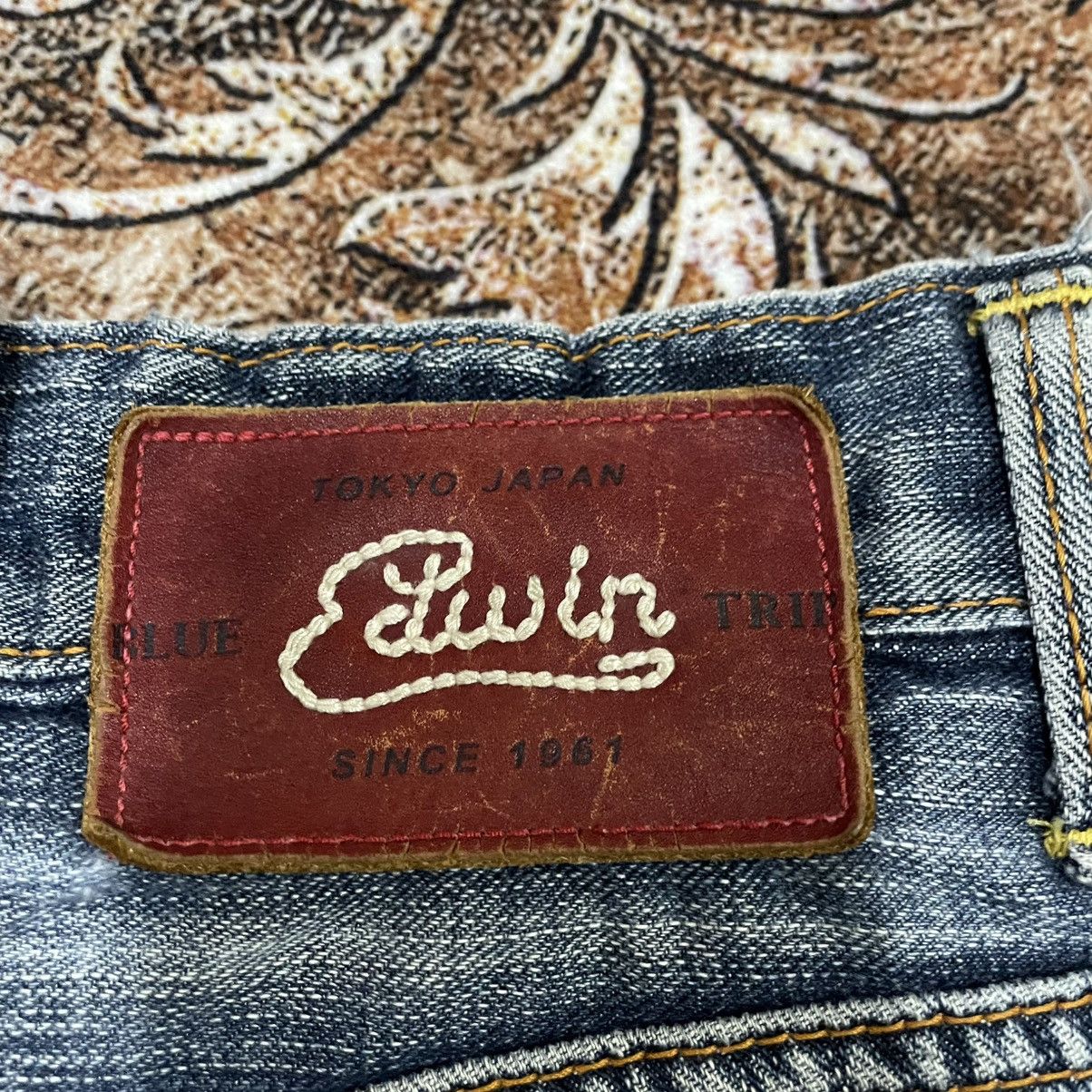 Edwin 🔥Vintage Edwin Blue Trip Washed Ripped Distress Denim Jeans Size US 30 / EU 46 - 13 Thumbnail