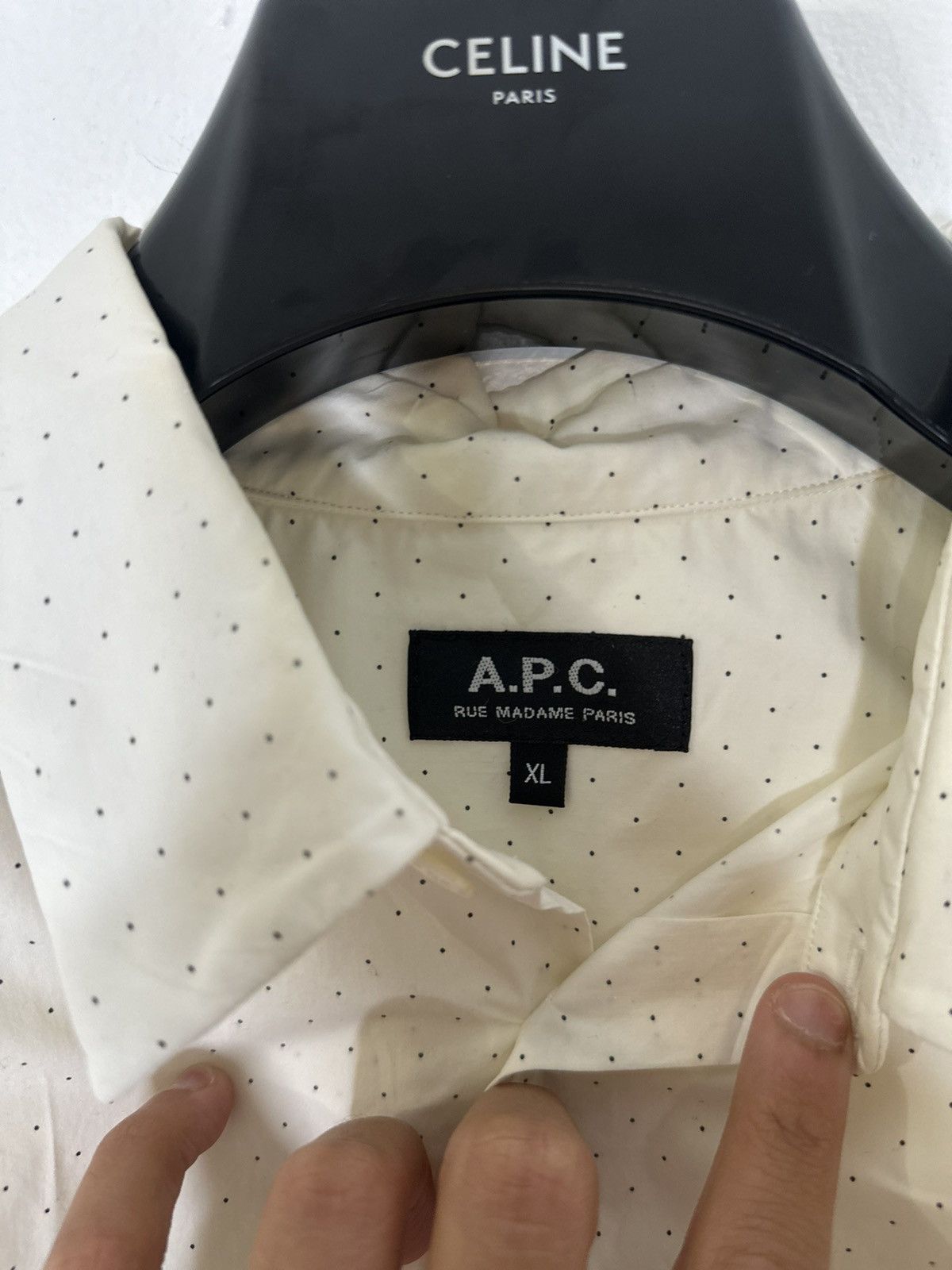 A.P.C. Micro Polka Dot Shirt Size US XL / EU 56 / 4 - 5 Thumbnail