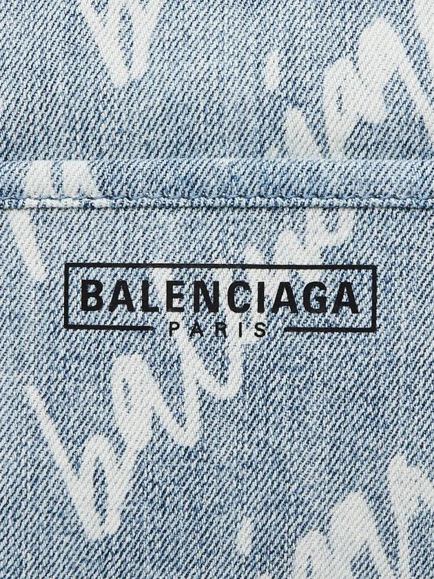 Balenciaga o1srvl11e1224 Size: OS Tote Bag In Printed Denim in Blue Size ONE SIZE - 6 Thumbnail