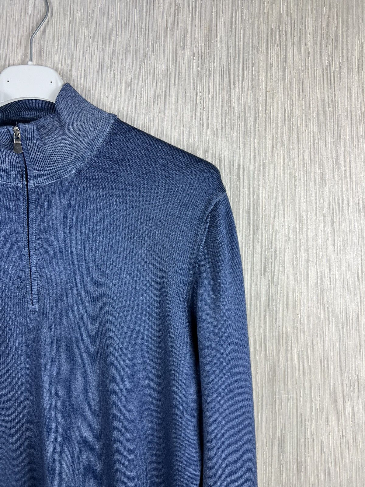 Gran Sasso Gran Sasso virgin wool merino quarter half zip sweater navy Size US L / EU 52-54 / 3 - 3 Thumbnail