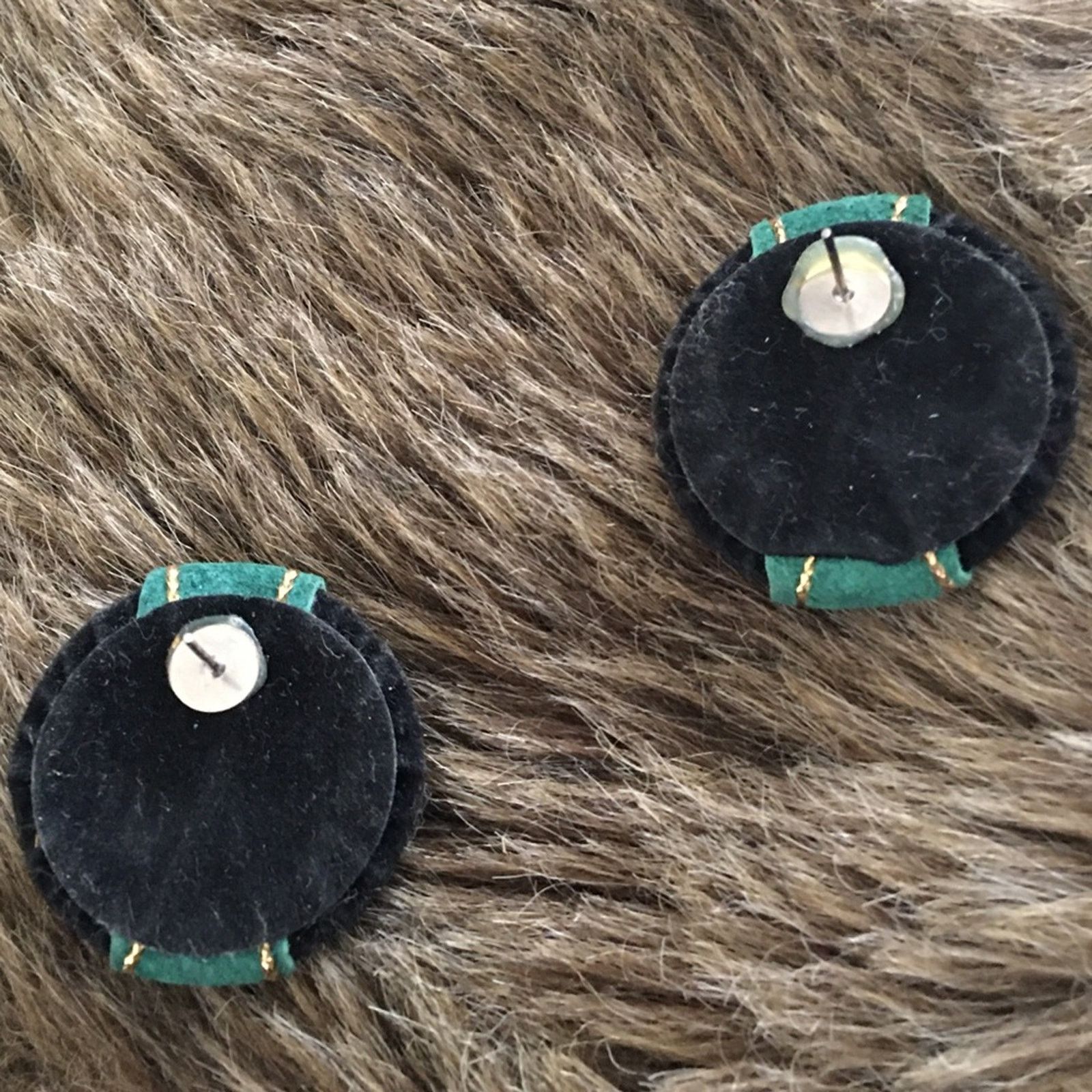 Vintage Vintage 70s black and green velvet earrings Size ONE SIZE - 6 Thumbnail