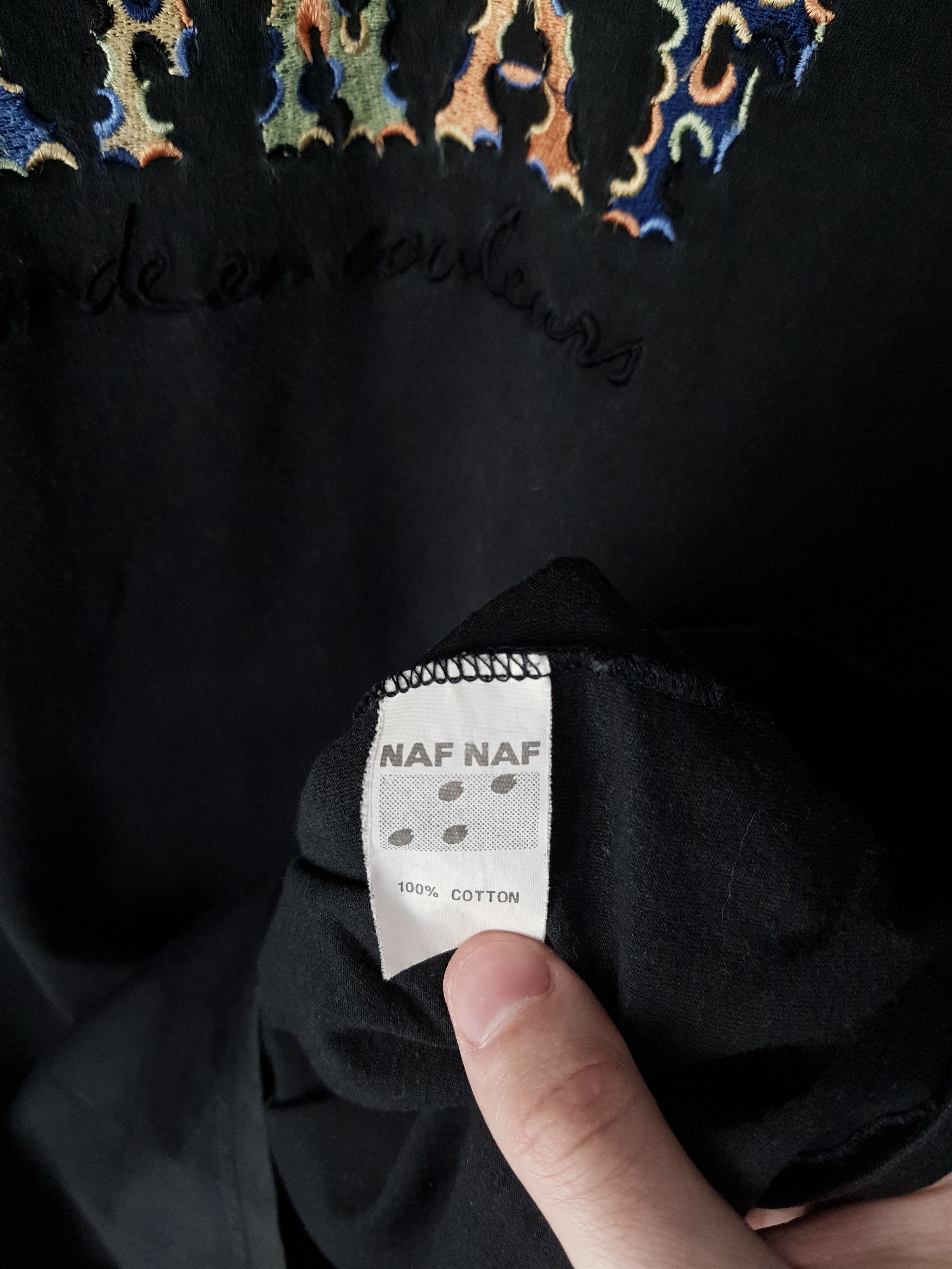 Vintage RARE Naf Naf by Issey Miyake Big Embroidered Logo Tee Size US M / EU 48-50 / 2 - 6 Thumbnail