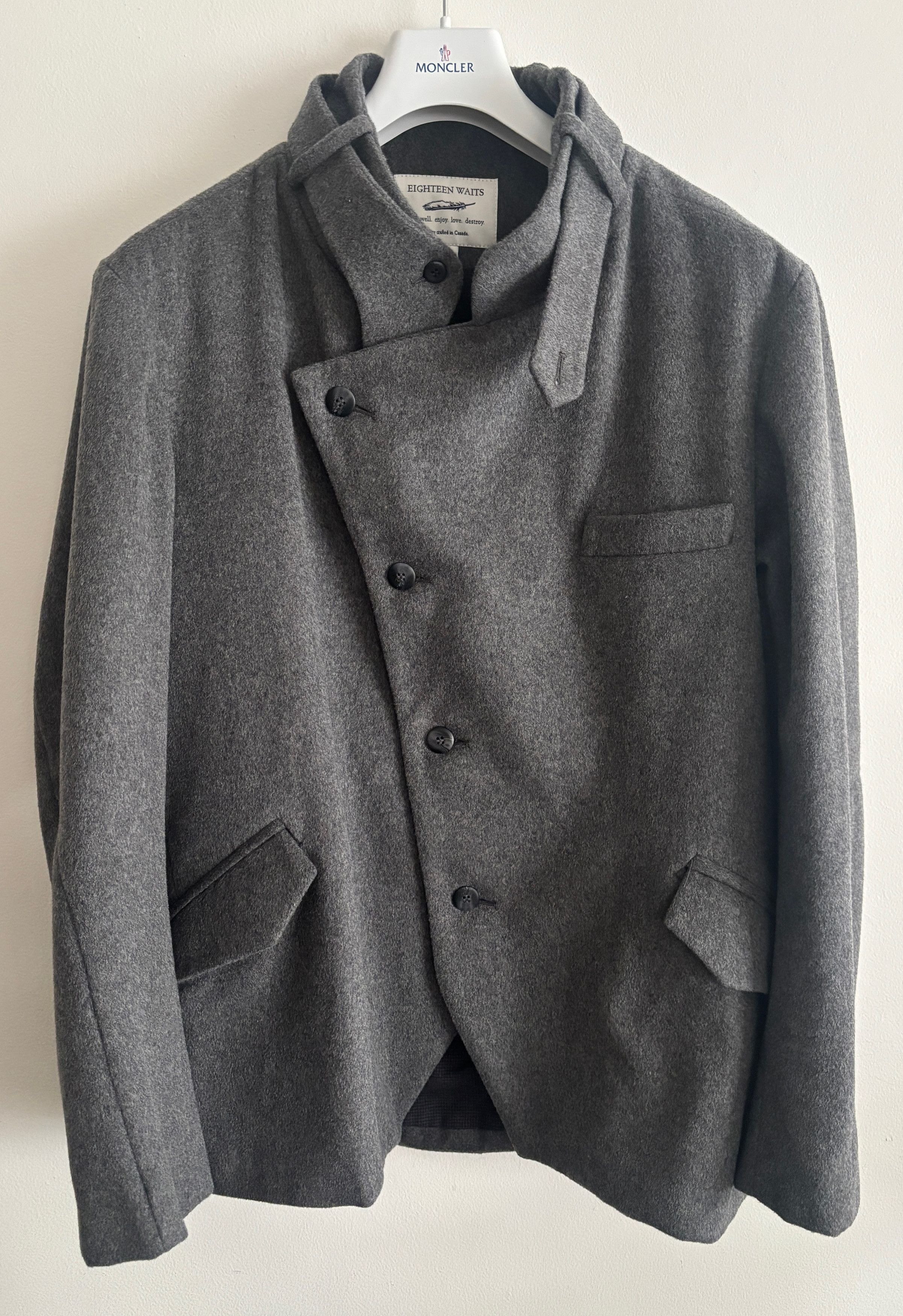 18 Waits $395 Grey Wool Pea Coat / Brigadier Jacket Large - XL Size US L / EU 52-54 / 3 - 2 Thumbnail