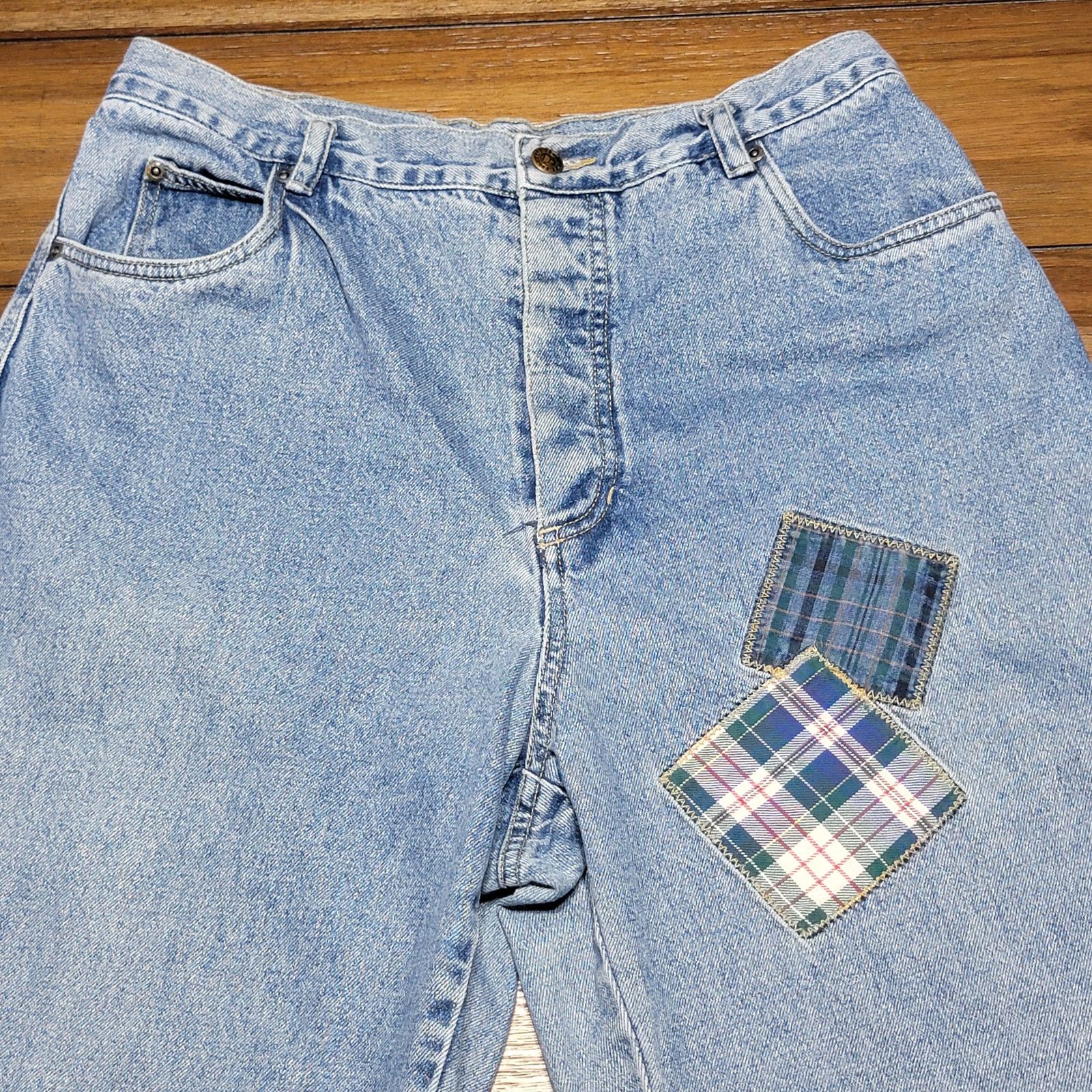 Liz Claiborne Liz Wear Straight Jeans w/ Patches & Button Fly - Size 14 Size 36" / US 14 / IT 50 - 2 Thumbnail