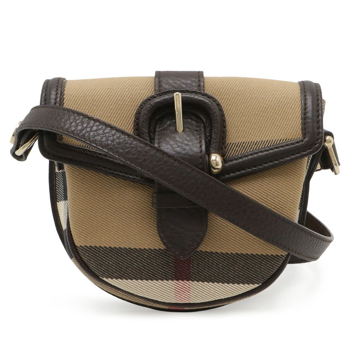 Burberry Burberry Burberry House Check Canvas Leather Shoulder Bag Leather Shoulder Bag DUTY FREE for USA Size ONE SIZE - 1 Thumbnail