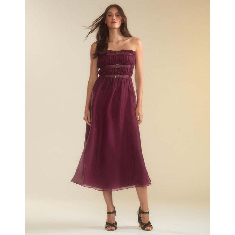 Cynthia Rowley Cynthia Rowley Buckle Up Silk Organza Dress burgundy size M Size M / US 6-8 / IT 42-44 - 15 Thumbnail