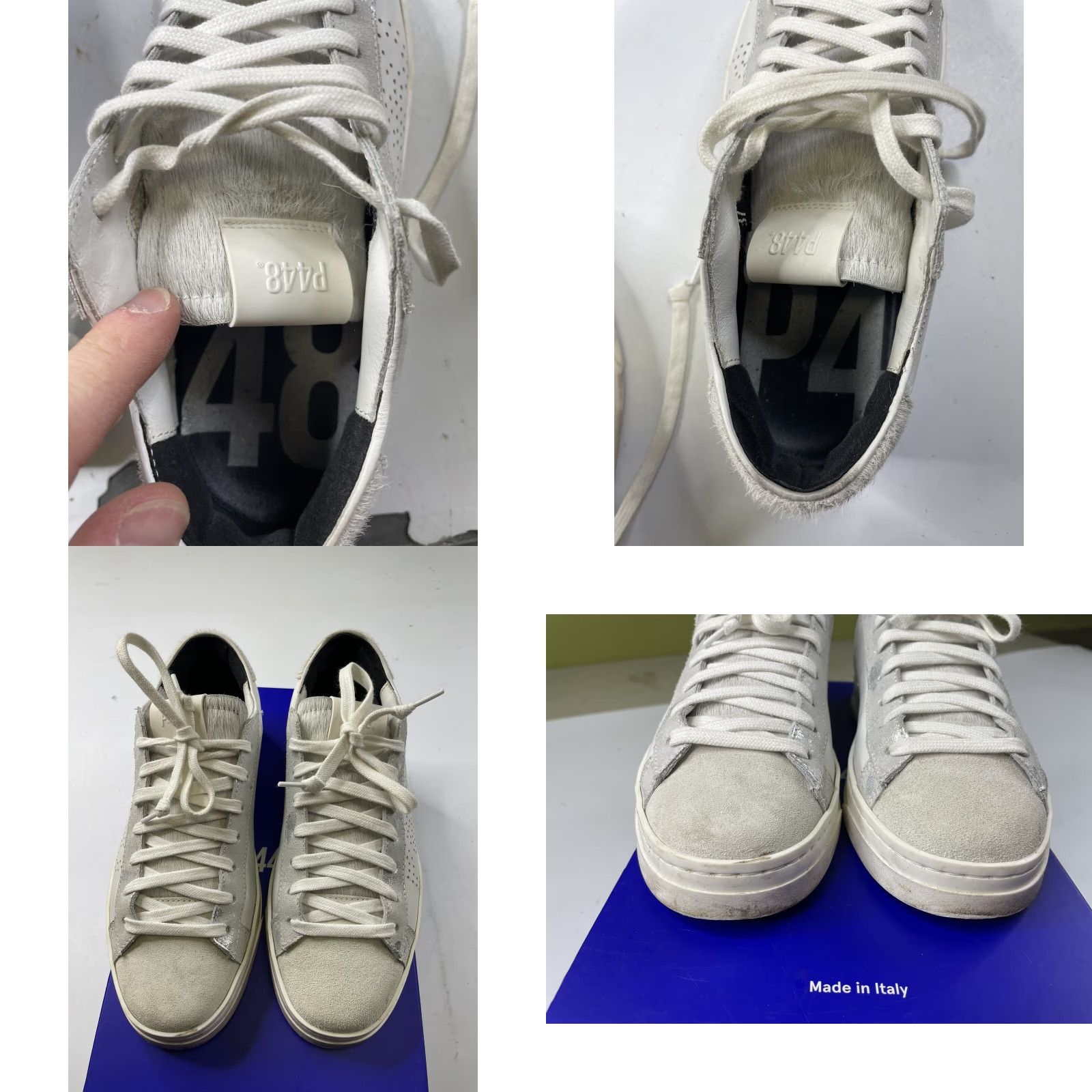 P448 P448 Jack Sneakers Women's 37 Low Top White Pink Fluro Leather Cowhide Breathable Cushioned Casual Walking Shoes Size M / US 6-8 / IT 42-44 - 8 Thumbnail