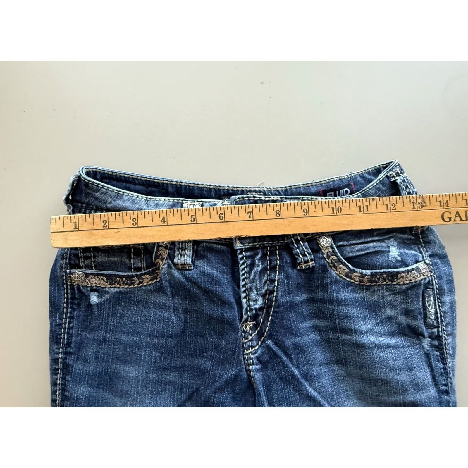 Silver Jeans Co. Silver Jeans Womens Suki Mid Slim Boot Jeans Blue Denim Stretch Thick Stitch 27/33 Size 27" / US 4 / IT 40 - 6 Thumbnail