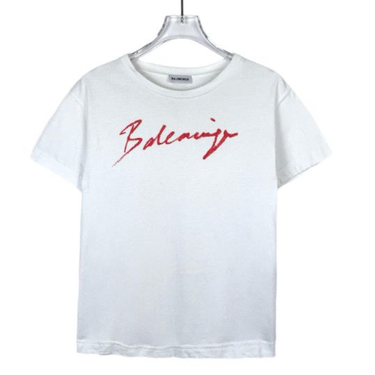 Balenciaga Balenciaga T-Shirt – White Logo Cotton Crewneck (Size XS) Size XS / US 0-2 / IT 36-38 - 1 Thumbnail