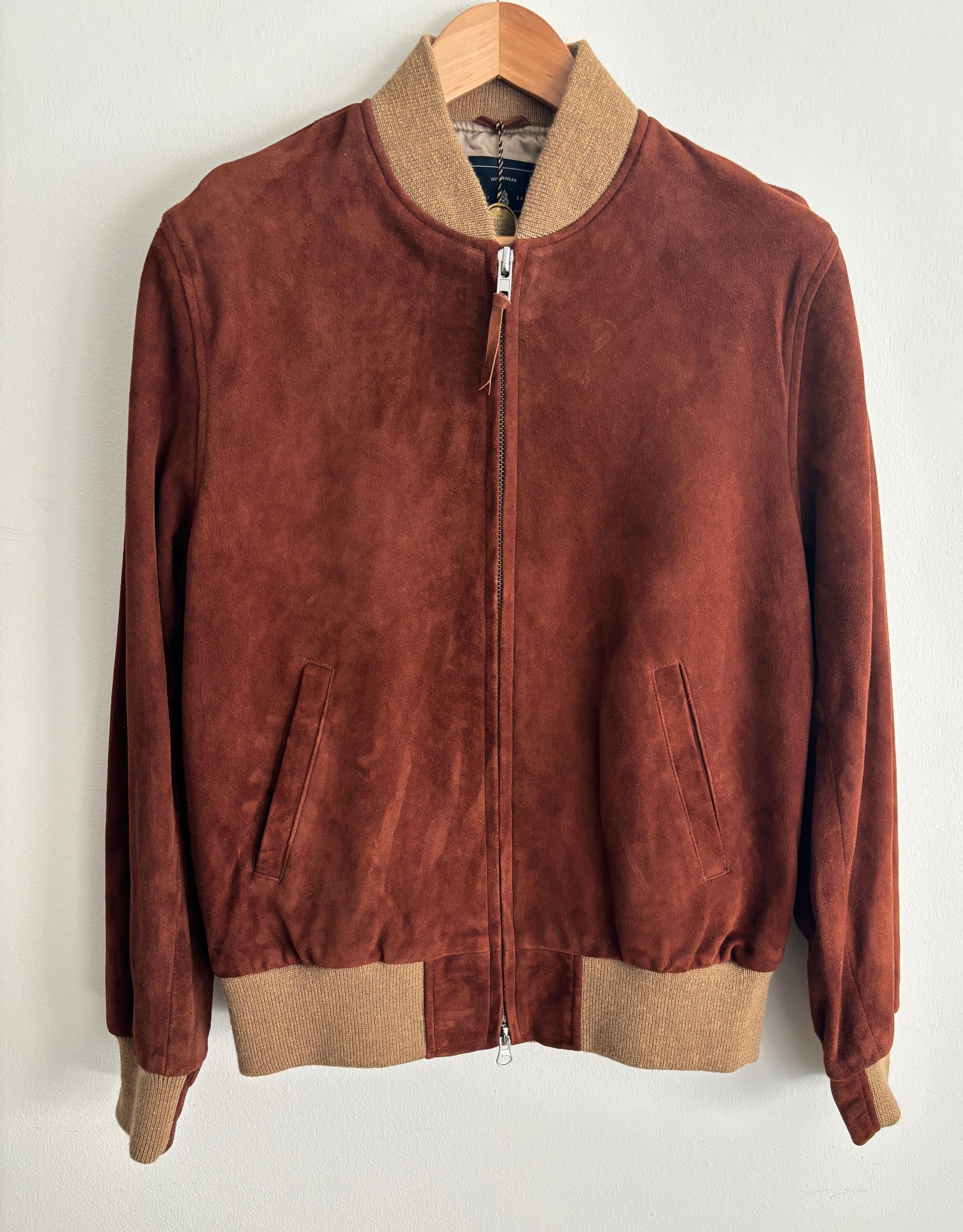 Golden Bear $1195 Rust Brown Suede Leather Bomber Jacket -M/L Size US L / EU 52-54 / 3 - 1 Thumbnail