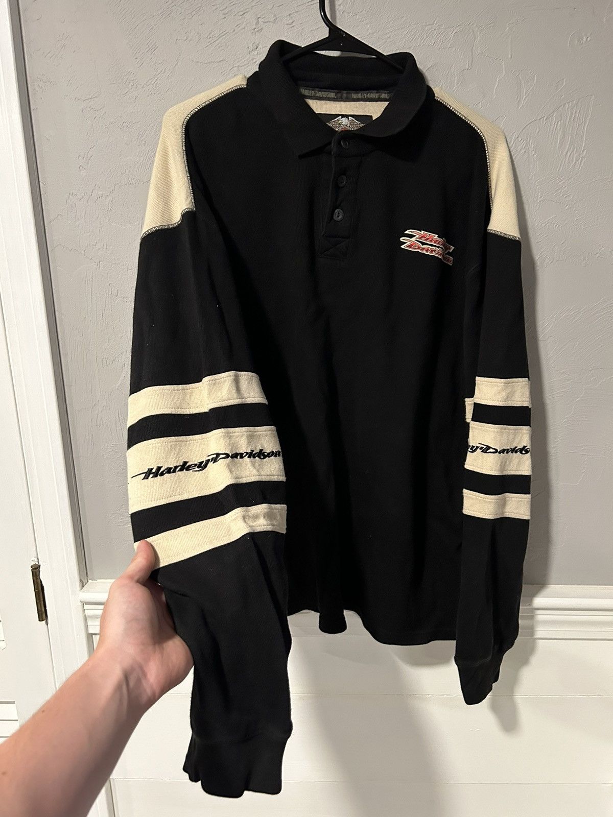 Harley Davidson Vintage Harley Davidson Heavy Collar Sweater Baggy Oversize Size US L / EU 52-54 / 3 - 1 Thumbnail