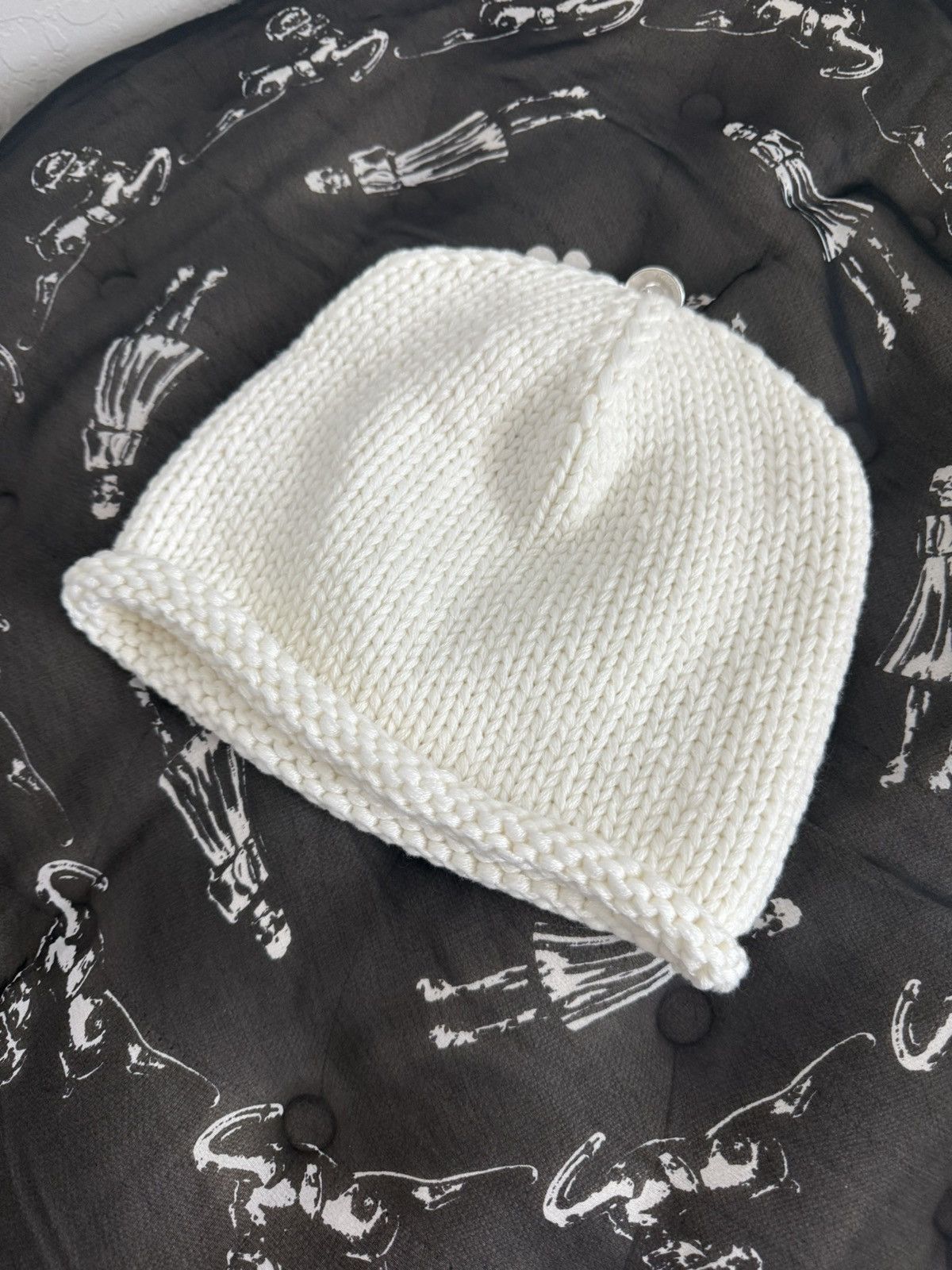 Chrome Hearts CRYSTAL CROSS CASHMERE CREAM BEANIE Size ONE SIZE - 4 Thumbnail