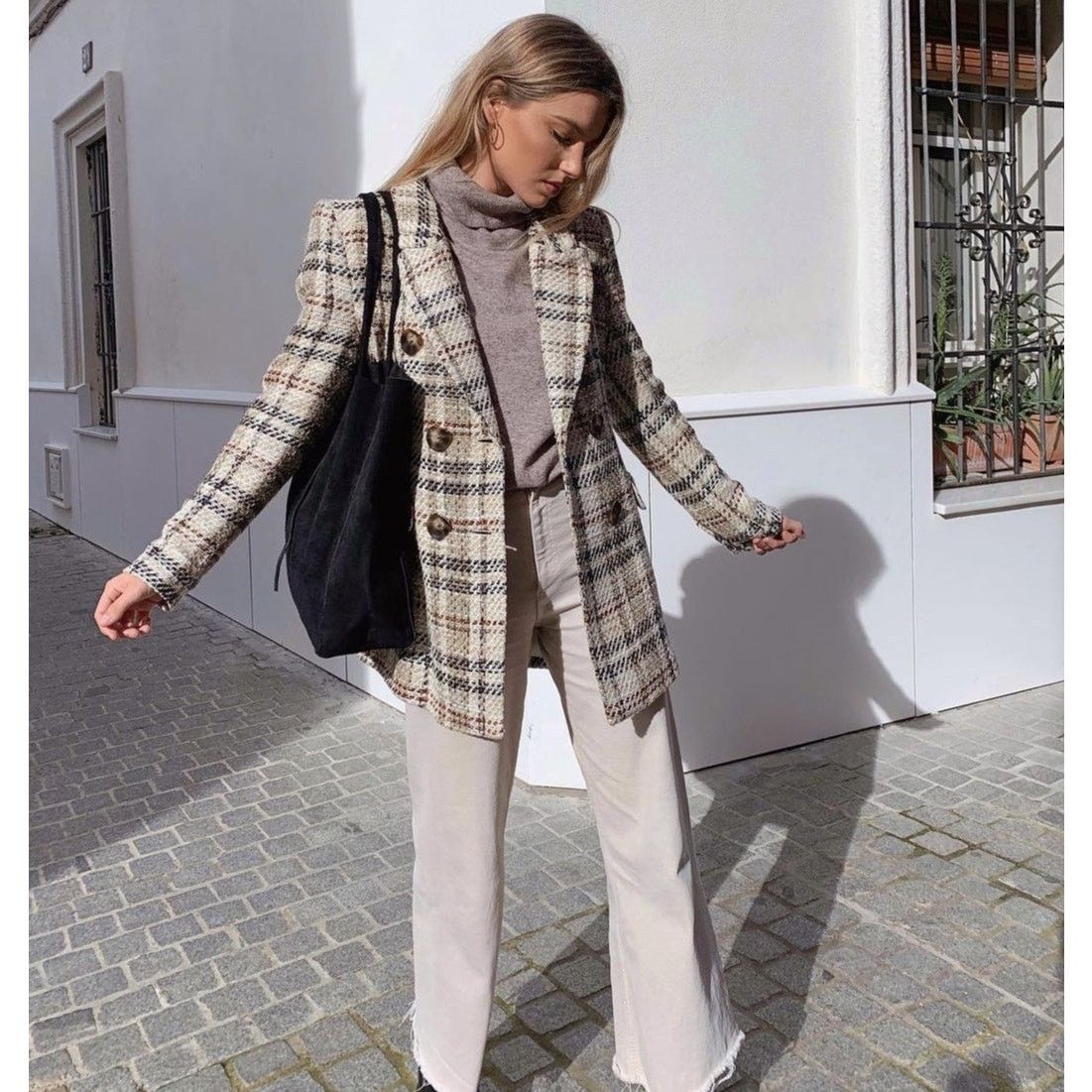 Zara ZARA Wool-Blend Double Breasted Plaid Blazer NWT Size L / US 10 / IT 46 - 20 Thumbnail