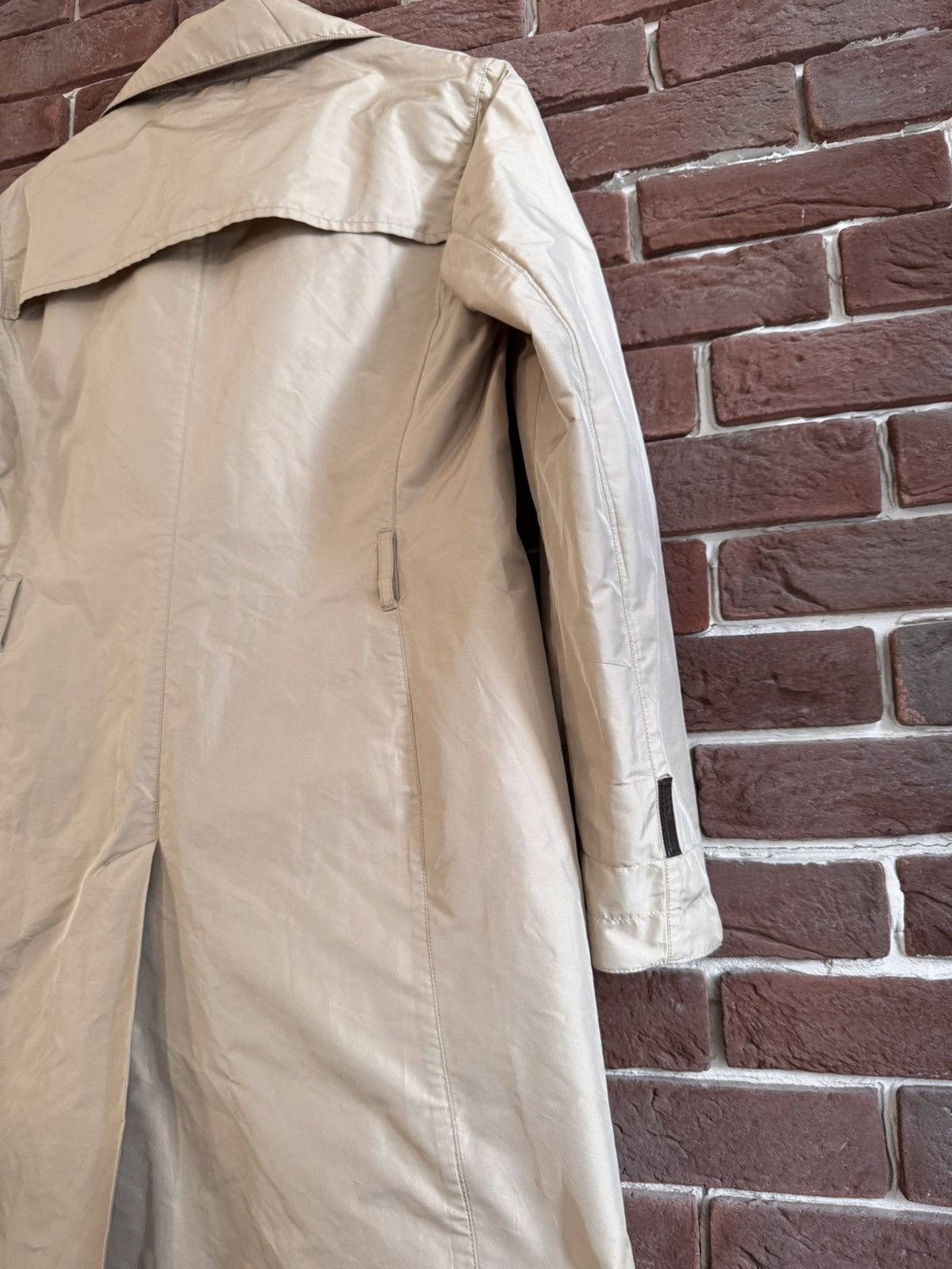 Prada Prada Women’s Double Breasted Coat 42IT Beige Black Tab Size M / US 6-8 / IT 42-44 - 12 Thumbnail