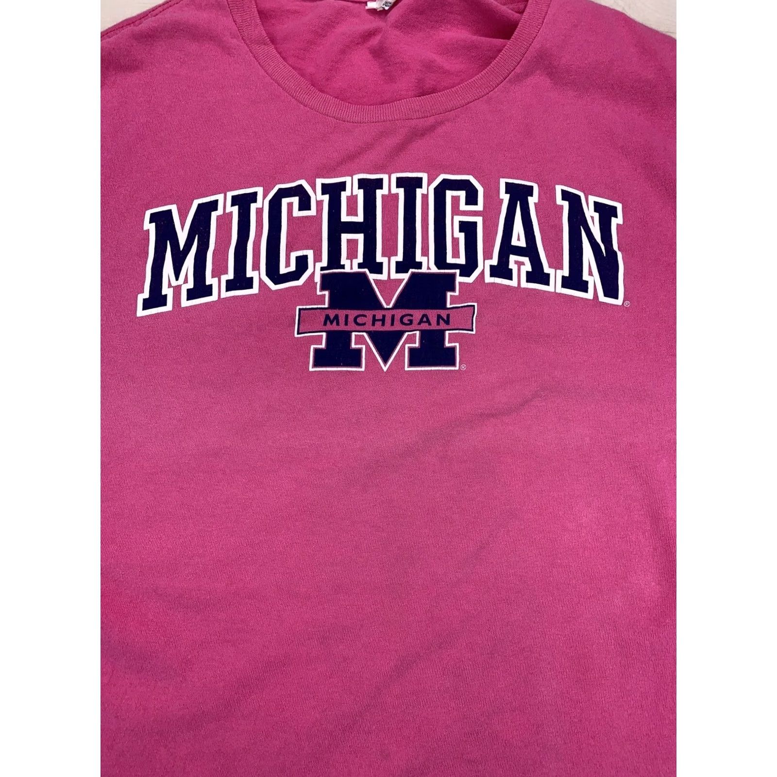 Pinko Vintage Pink Long Sleeve Shirt Michigan Graphics Womens XL Cotton Blend 90s Sports College University T-Shirt Size XL / US 12-14 / IT 48-50 - 4 Thumbnail