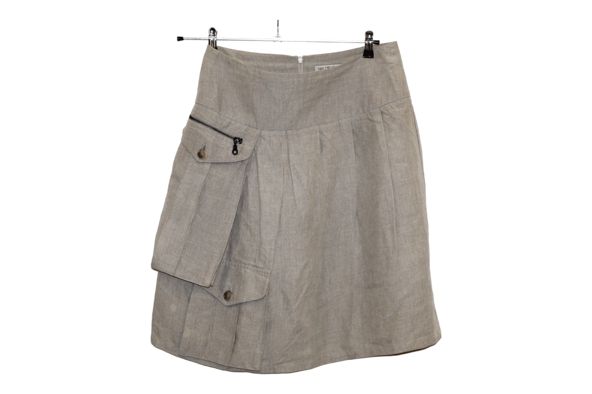 Ivan Grundahl Ivan Grundahl Linen Pleated Cargo Patch Pockets Skirt Size 32" / US 10 / IT 46 - 1 Thumbnail