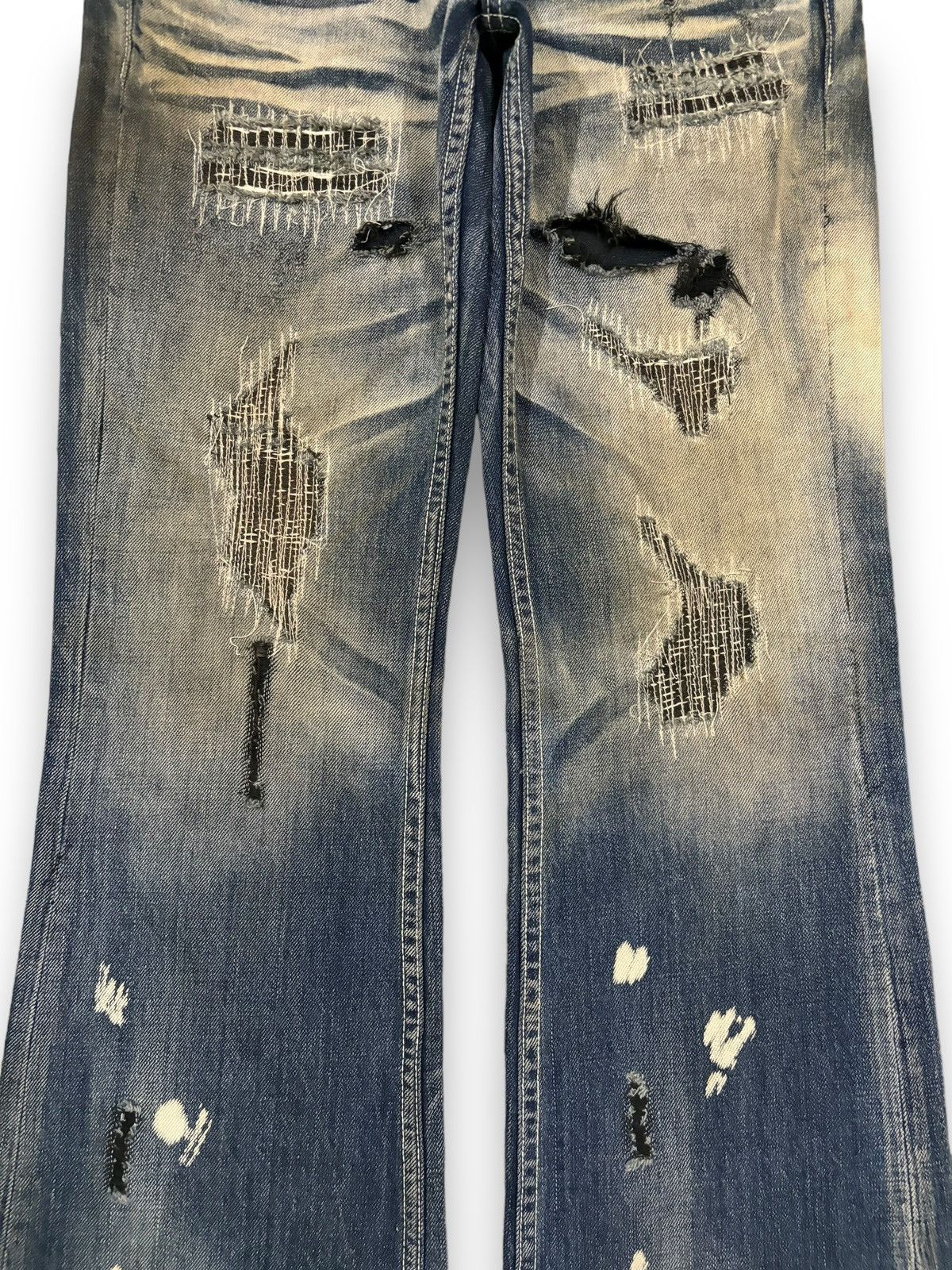 If Six Was Nine Vintage Army of NO! Patched Distressed Flare Grunge Jeans Size US 30 / EU 46 - 7 Thumbnail