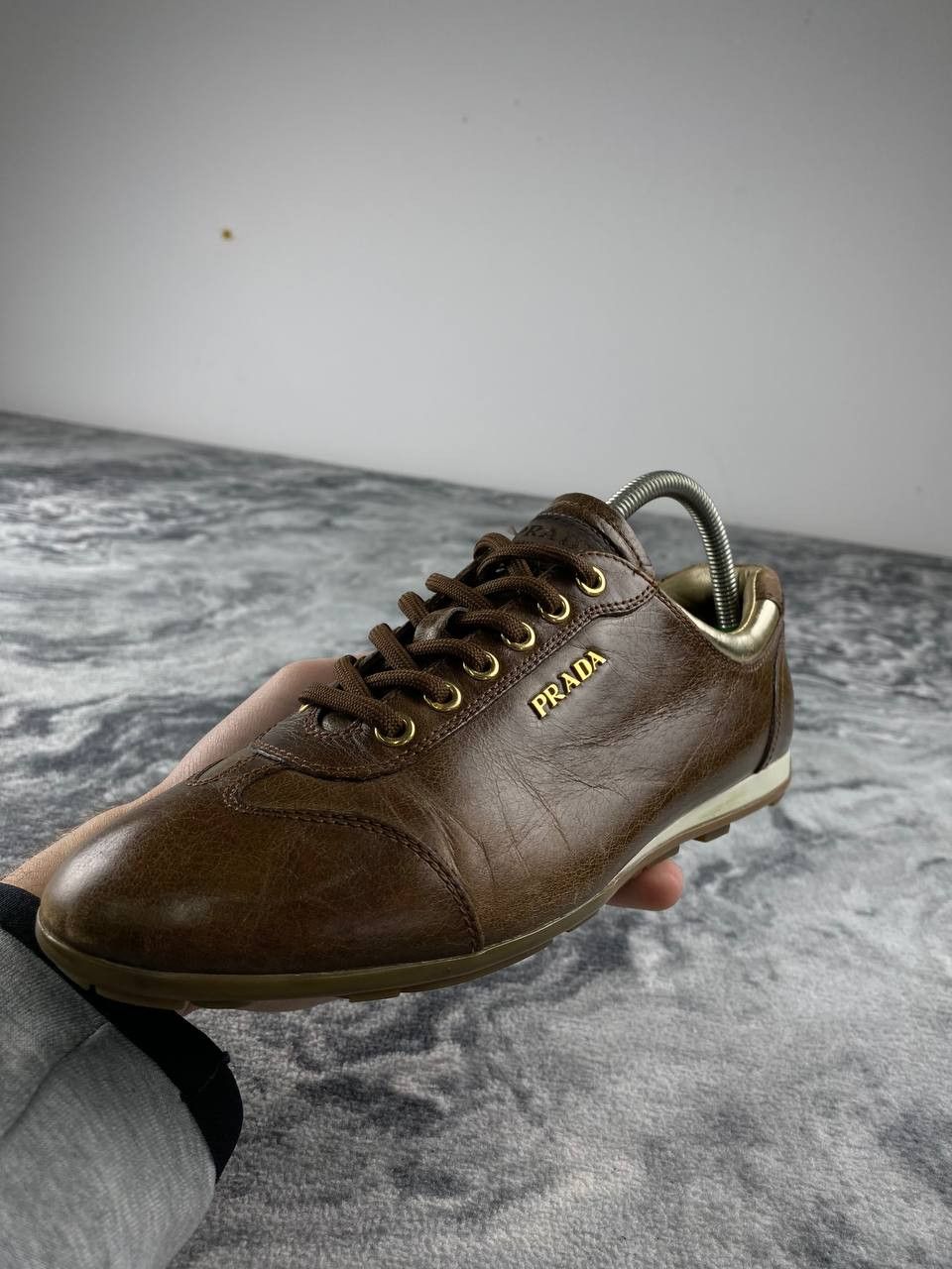 Prada Vintage Prada Leather Trainers Sneakers Women Size 36 Brown Size US 6 / IT 36 - 12 Thumbnail