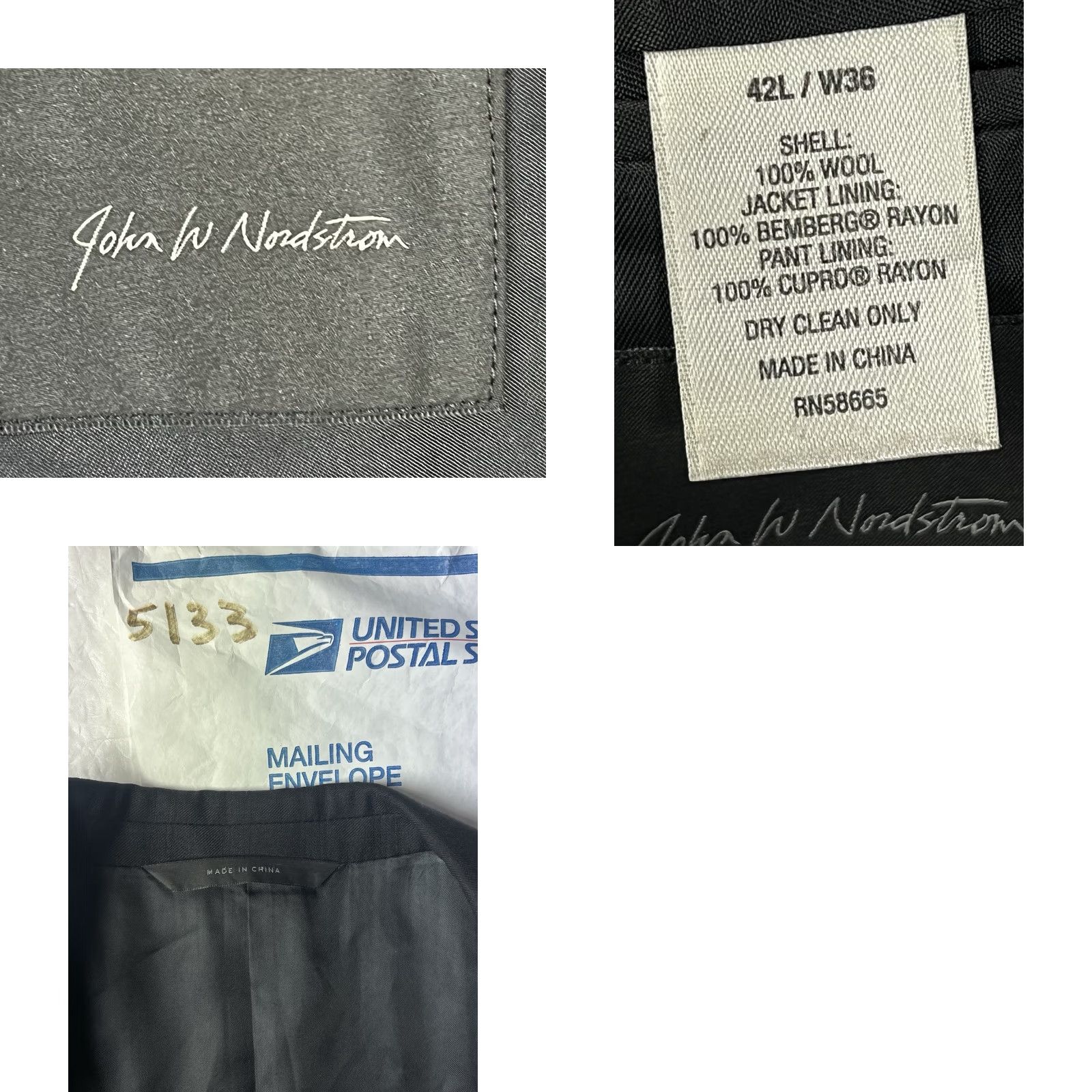 Nordstrom Nordstrom Sport Coat Blazer 42L Black Wool Mens Jacket Notch Lapel Two-Button Vintage No (Preppy Office Career University) Size 42R - 8 Thumbnail