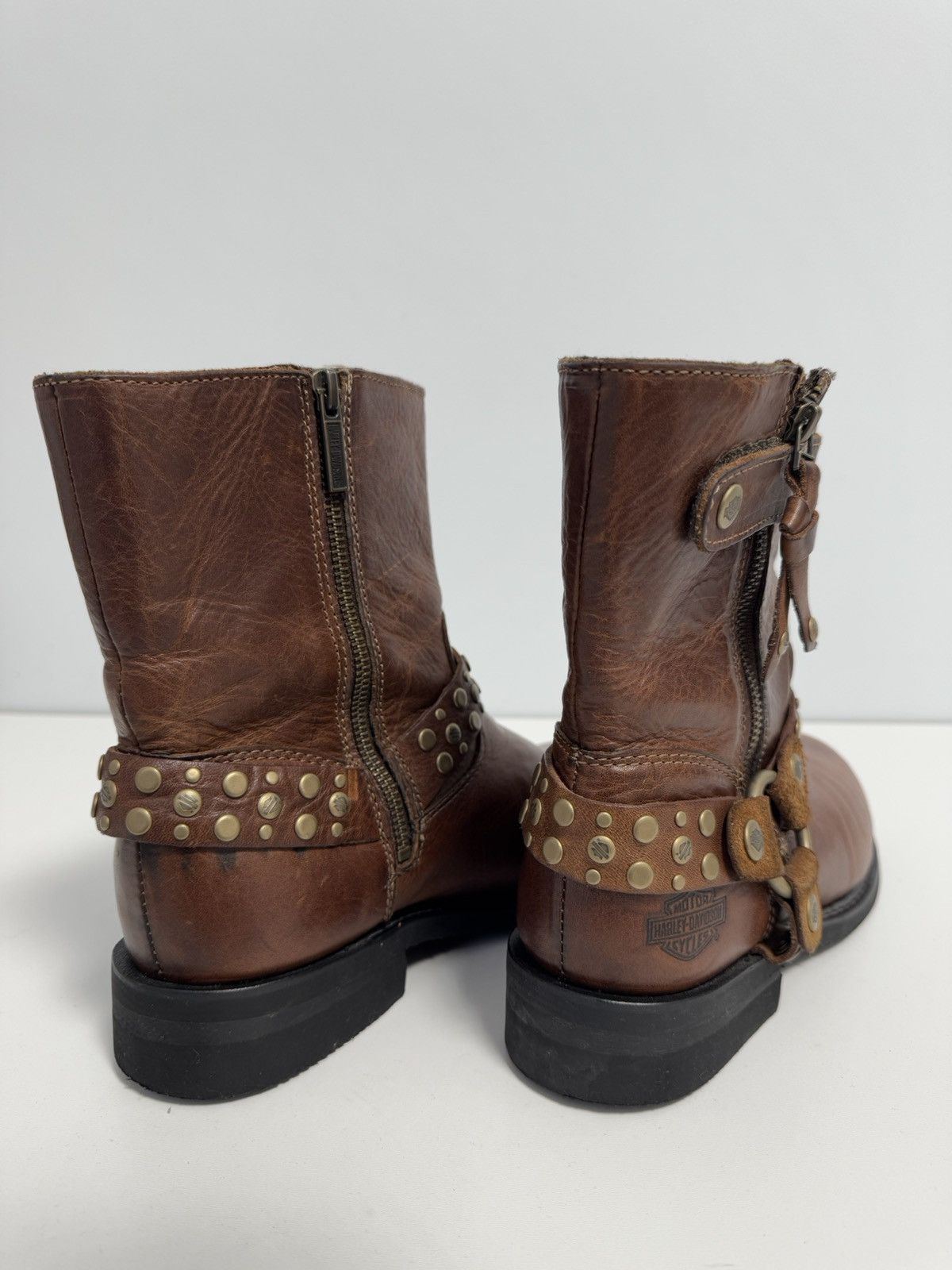Harley Davidson × Vintage HARLEY DAVIDSON VADA Biker Boots Ankle Leather Bootie EUR-40 Size US 10 / IT 40 - 12 Thumbnail