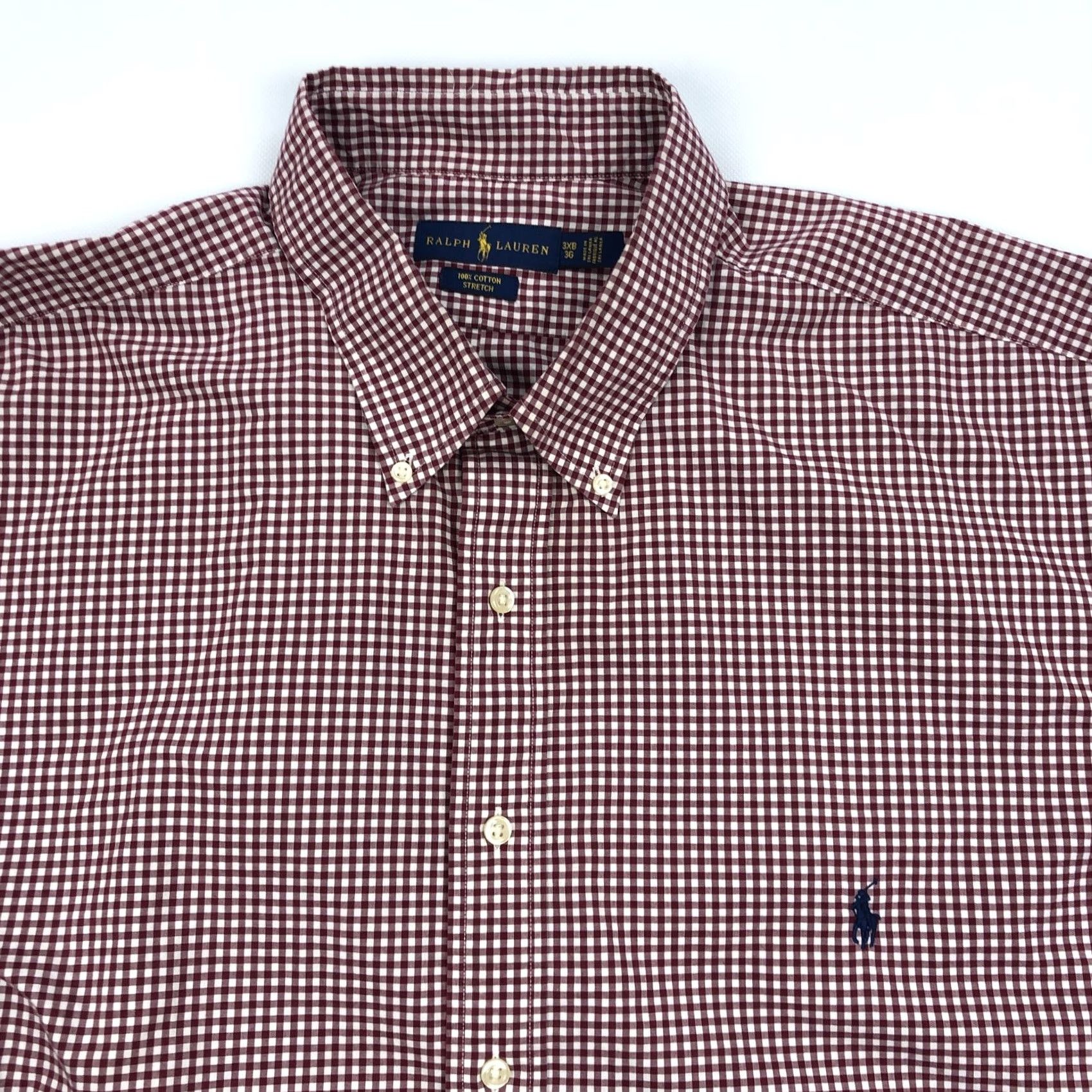 Ralph Lauren Ralph Lauren Shirt Mens 3XB Big & Tall Red White Gingham Check Cotton Stretch Button-Up Collared Long Sleeve Casual Business Travel Size US XXL / EU 58 / 5 - 3 Thumbnail