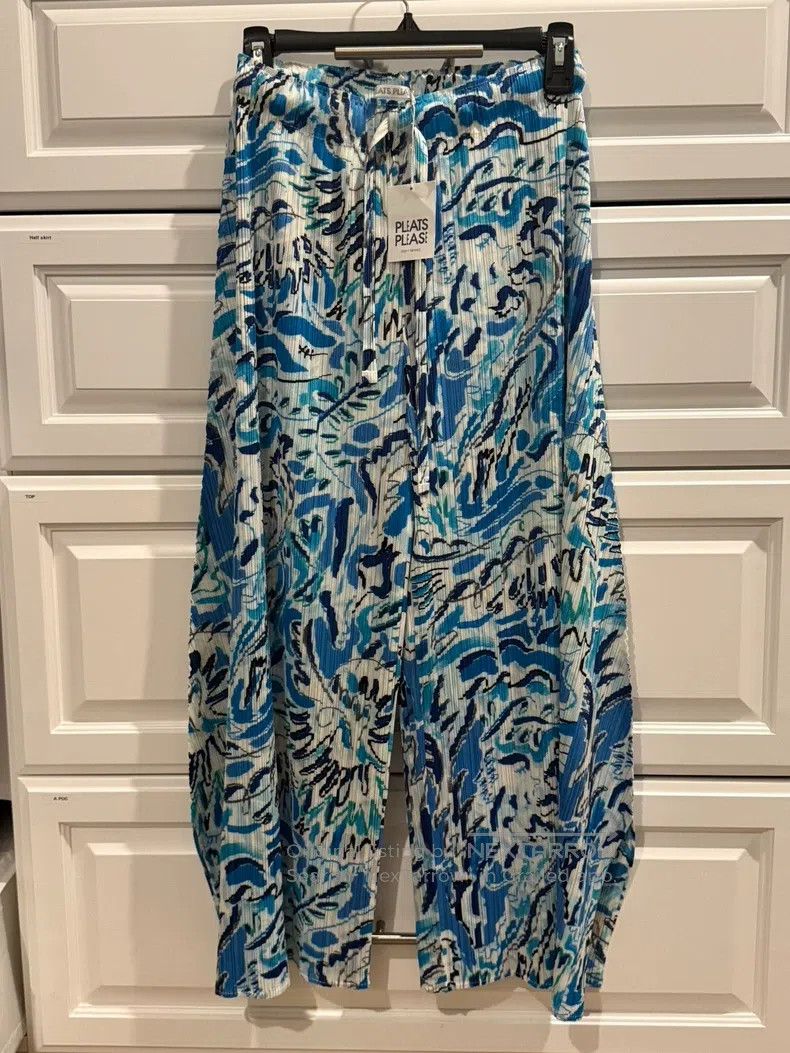 Issey Miyake Issey Miyake Blue and White Porcelain Wide-Leg Pants Size 26" / US 2 / IT 38 - 1 Thumbnail
