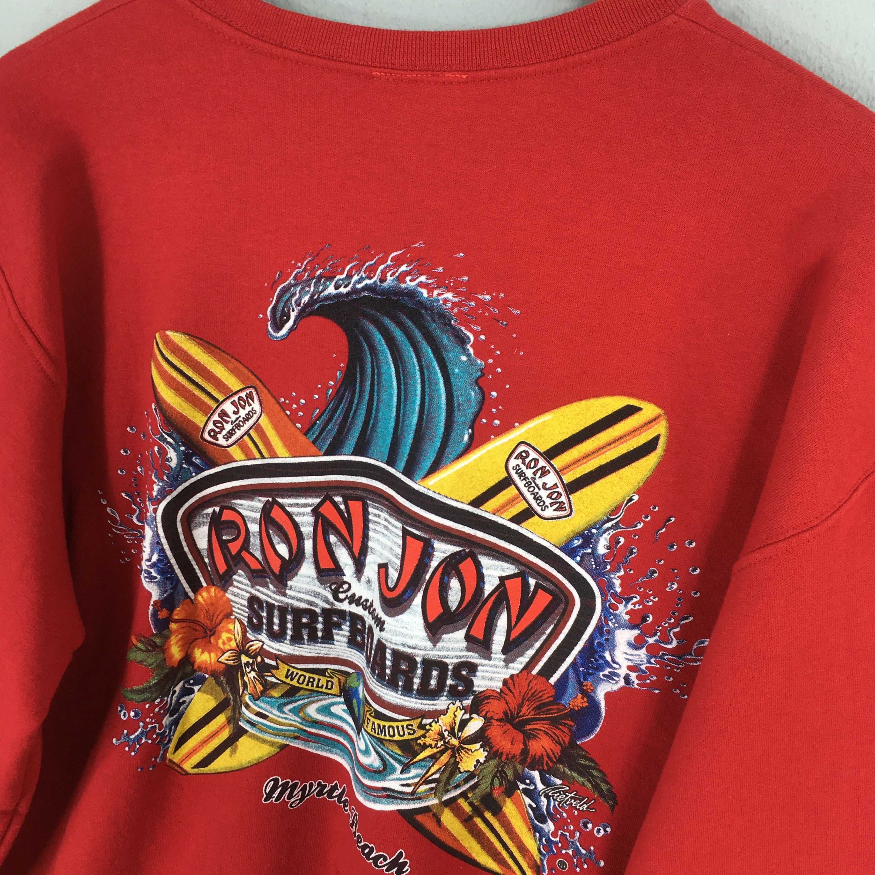 Ron Jon Surf Shop × Vintage Vintage Ron Jon Shop Surfboards Red Sweatshirt Large Size US L / EU 52-54 / 3 - 3 Thumbnail
