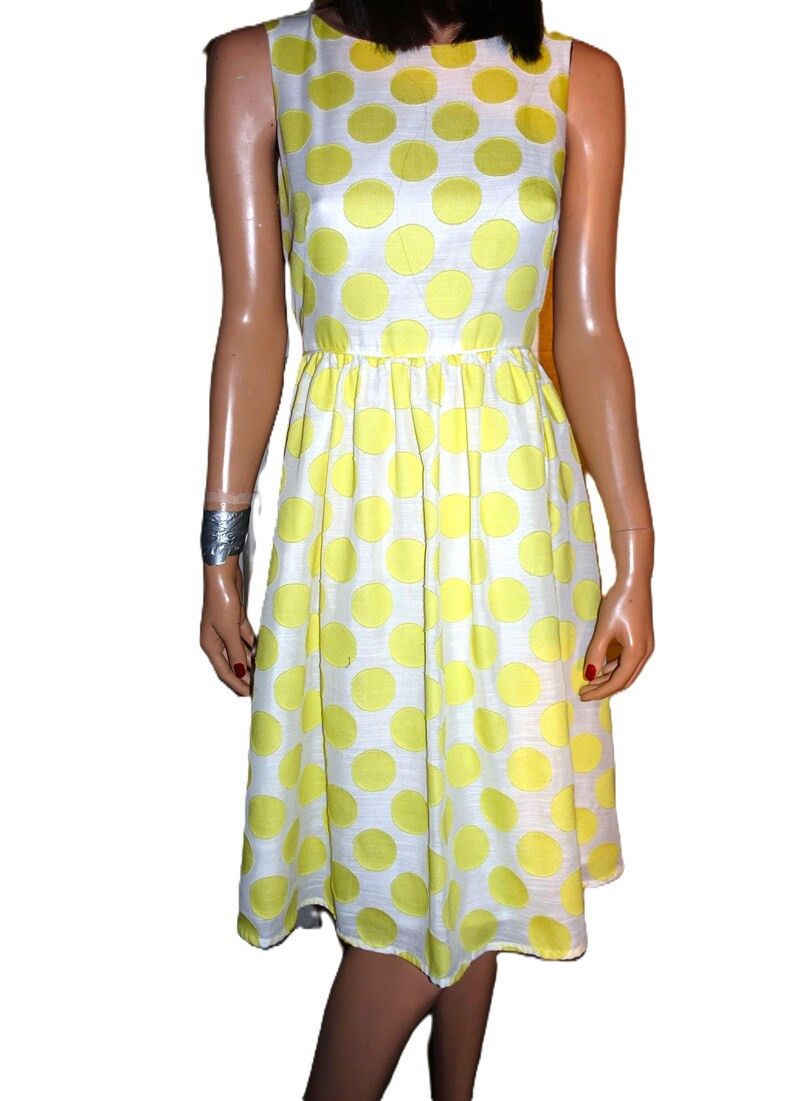 Loft Ann Taylor Loft Yellow White Polka Dot Dress 4 Size S / US 4 / IT 40 - 8 Thumbnail